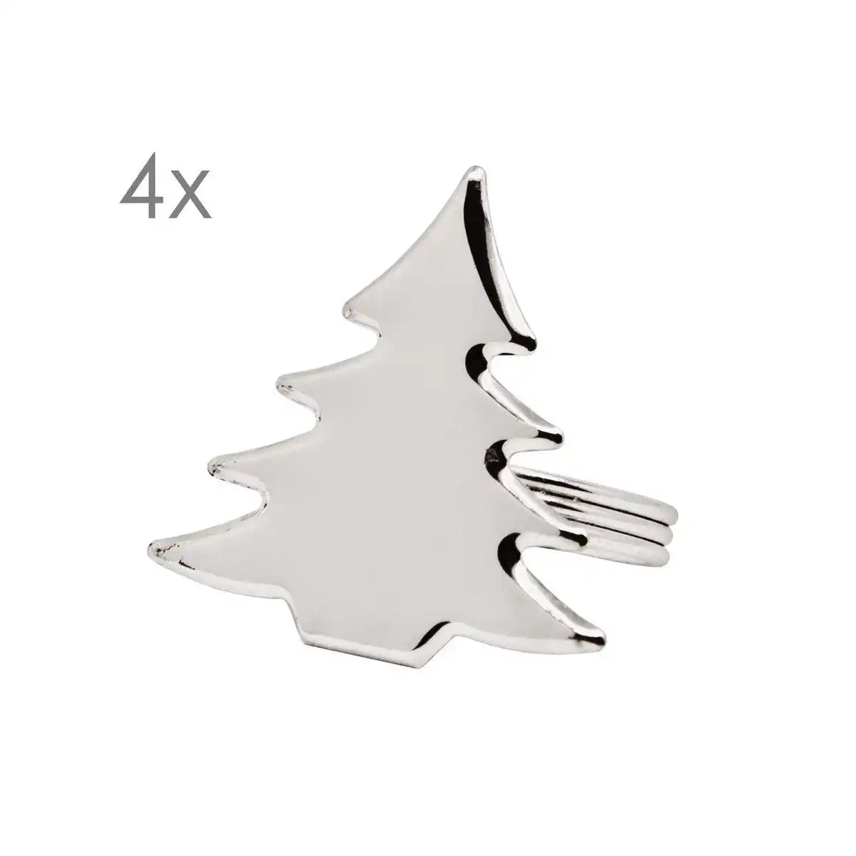 4er Set Serviettenringe Tannenbaum, zB für Weihnachten, edel versilbert, anlaufgeschützt - HomeDesign Knaus