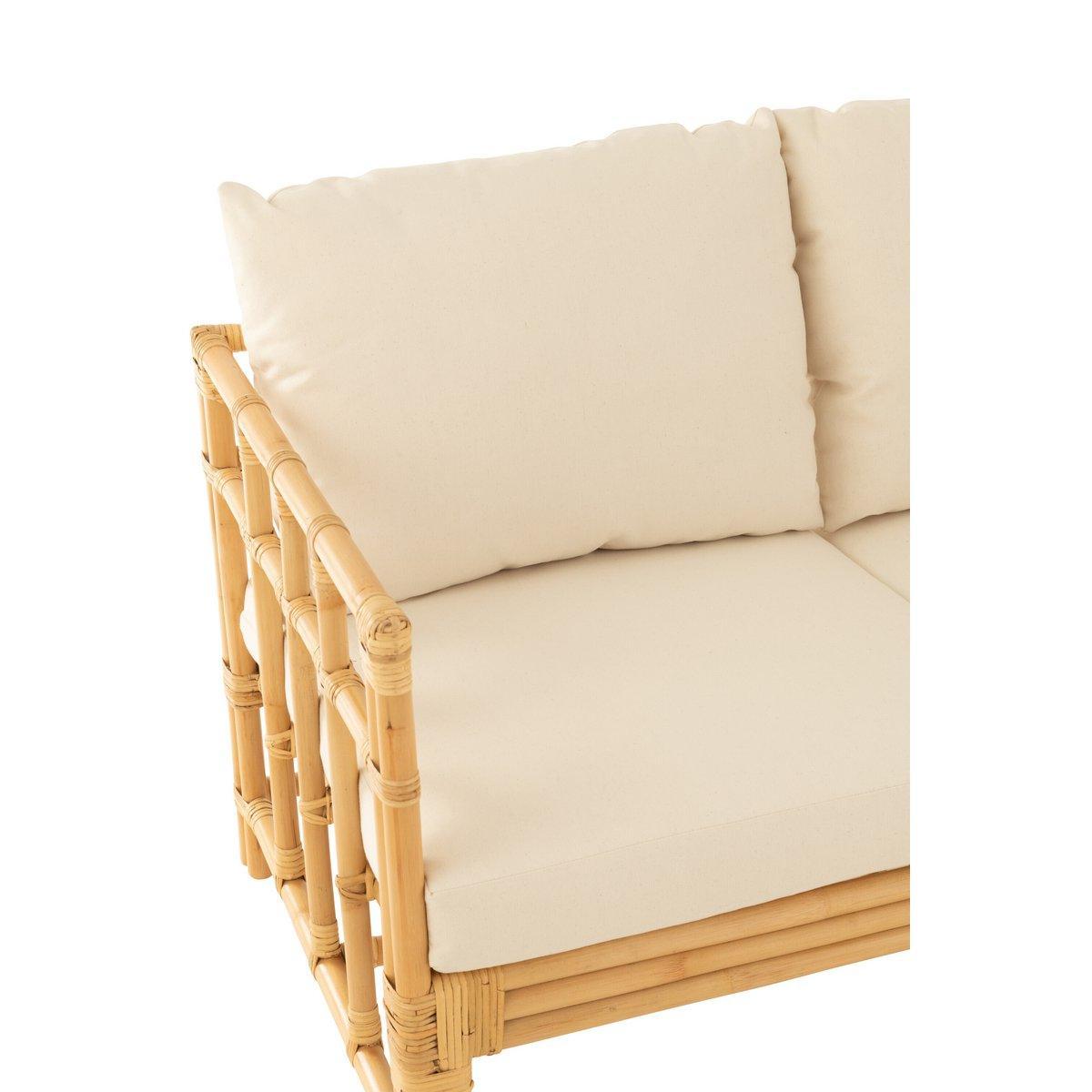 J-Line Sofa Elise + Kissen 2 Personen - Rattan/Textil - Natur/Weiß