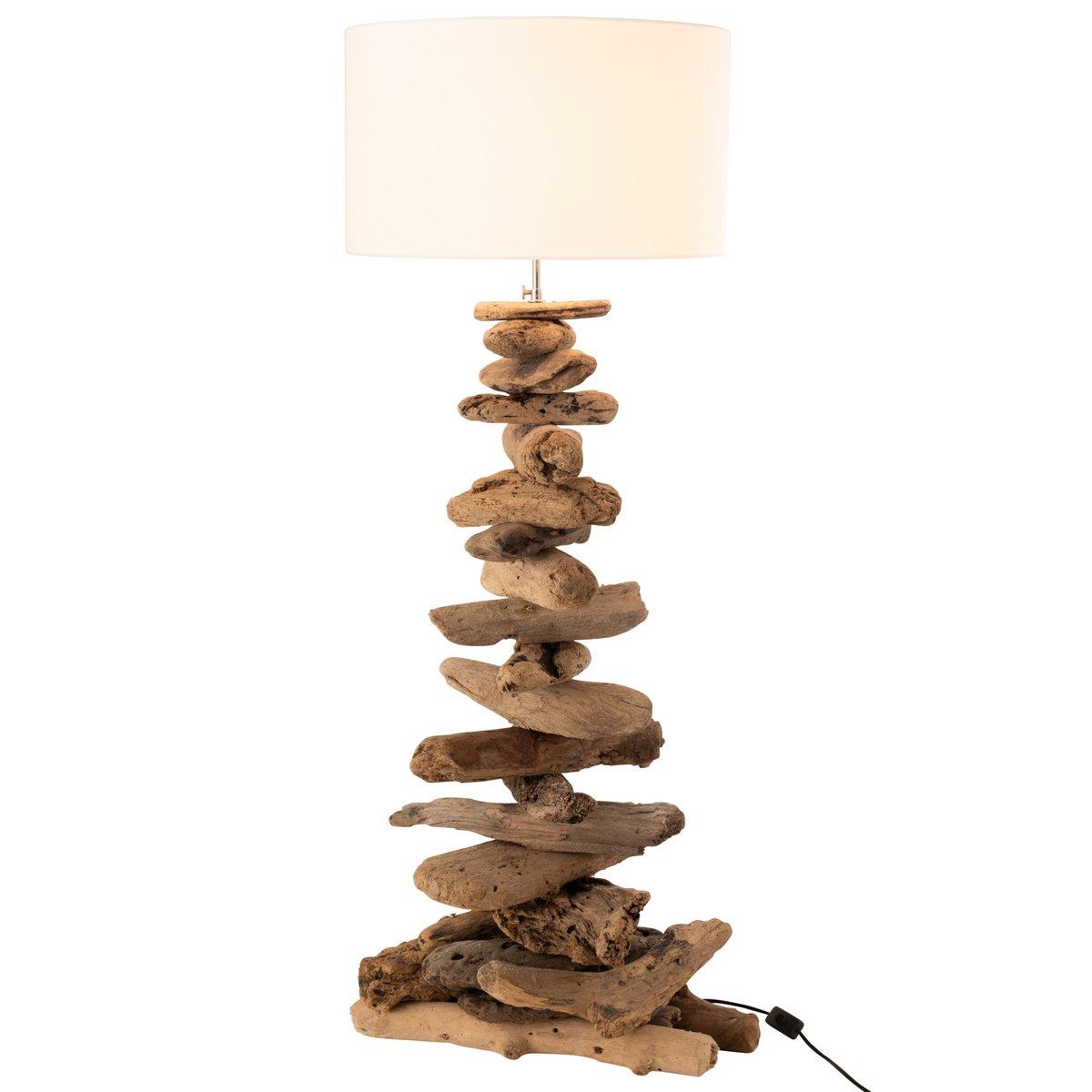 J-Line Lampe + Schirm – Holz – Natur/Beige – mittel