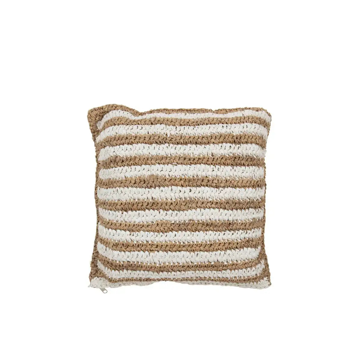 J-Line Kissen Stripes Mendong – Baumwolle – weiß