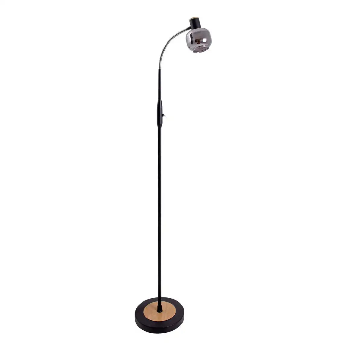 Glas-Stehleuchte "FUMOSO", Stehlampe aus Metall und Glas in Schwarz,, mit E14-Fassung, für Esszimmer, Wohnzimmer, Diele oder Büro, Stehlampe innen, 150 cm hoch.