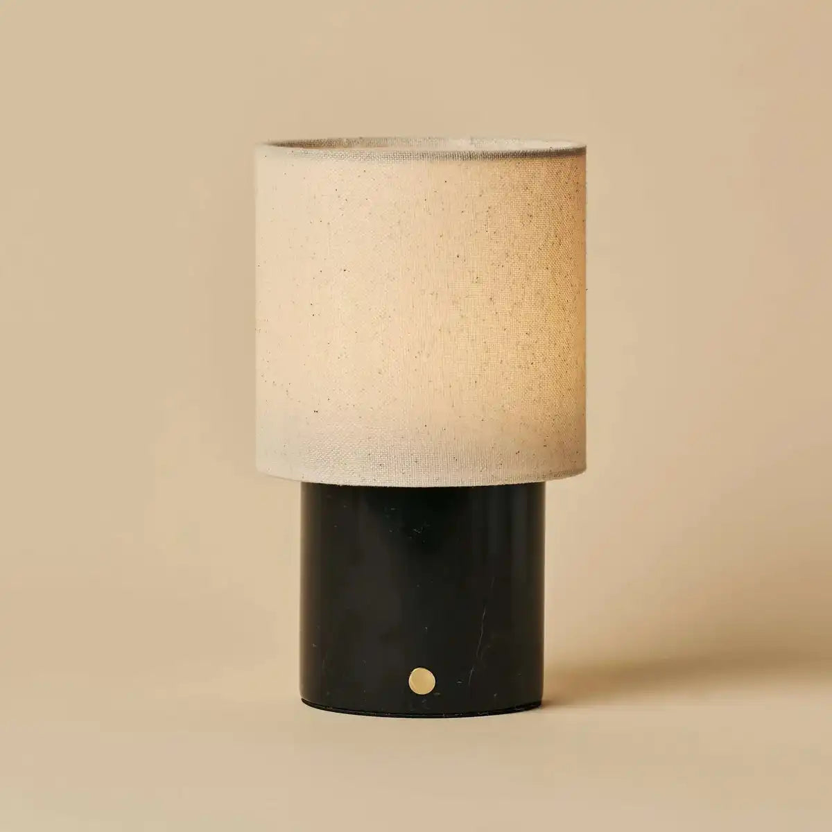 Dou Black / Nero Marquina - Marmor wiederaufladbare Tischlampe - Schnurloses, 3 Lichtmodus und mit Leinen austauschbarer Lampenschirm