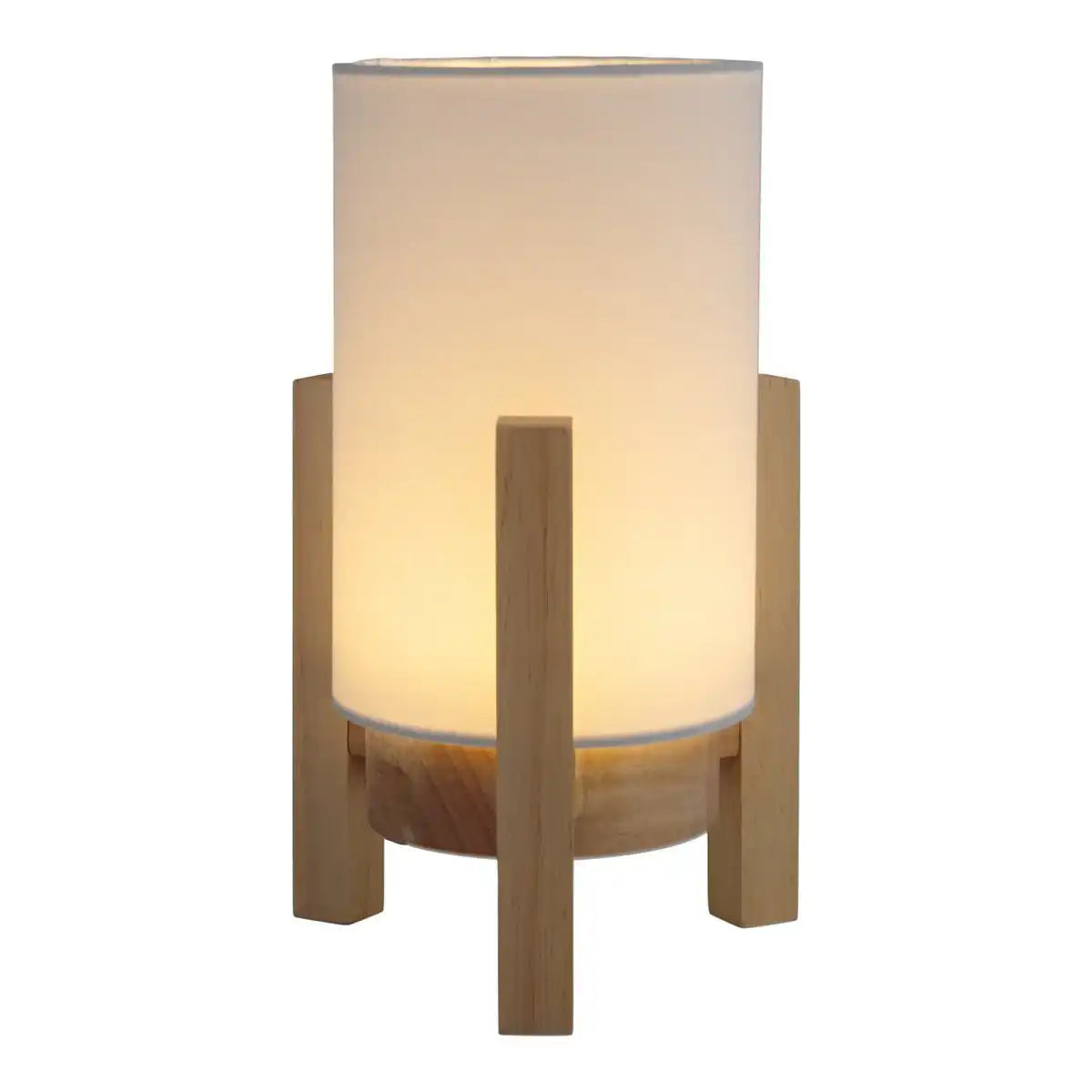 Akkutischleuchte "MADITA" 25 cm hoch, in Weiß/Natur, mit integrierter LED, dimmbar mit Berührungssensor