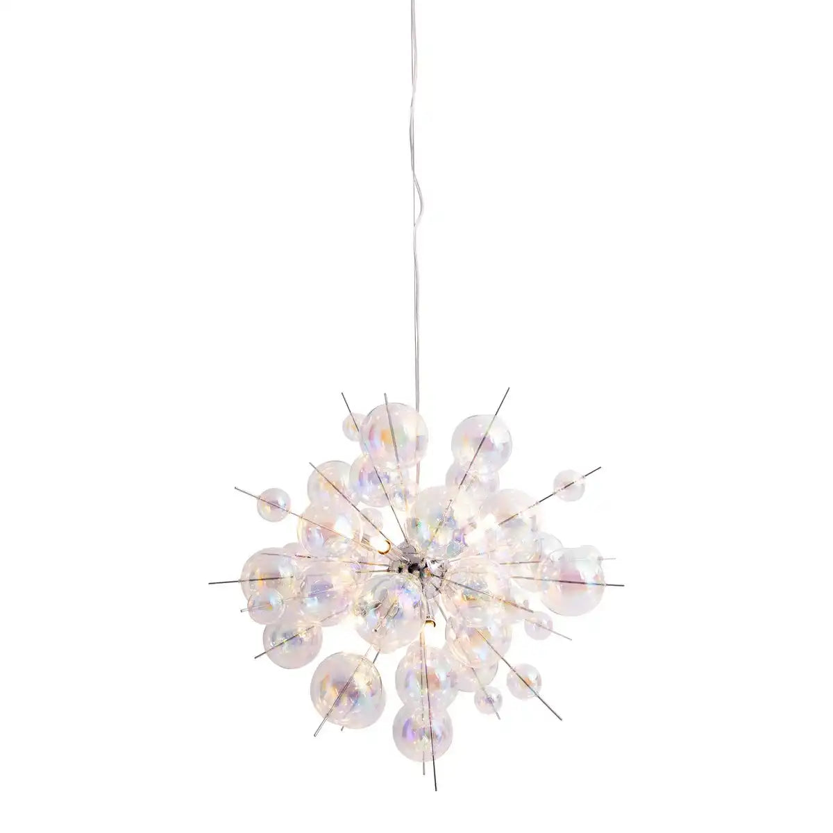 Pendelleuchte "EXPLOSION" aus Metall und irisierendem Glas, G9 Fassungen, Hängelampe für Esszimmer, Wohnzimmer, Diele oder Büro, Øca. 65 cm
