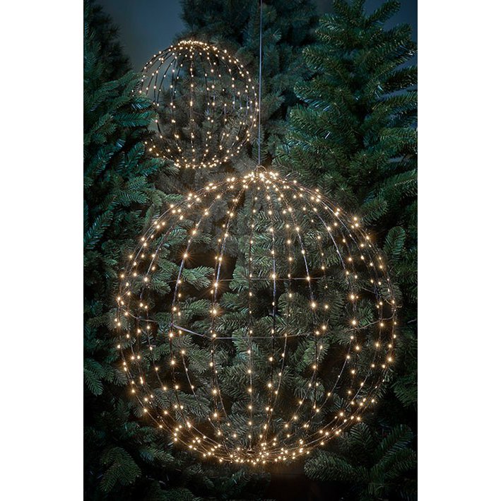 Weihnachtsbeleuchtungskugel mit klassischen weißen LED-Lichtern - Ø40 cm - Silber