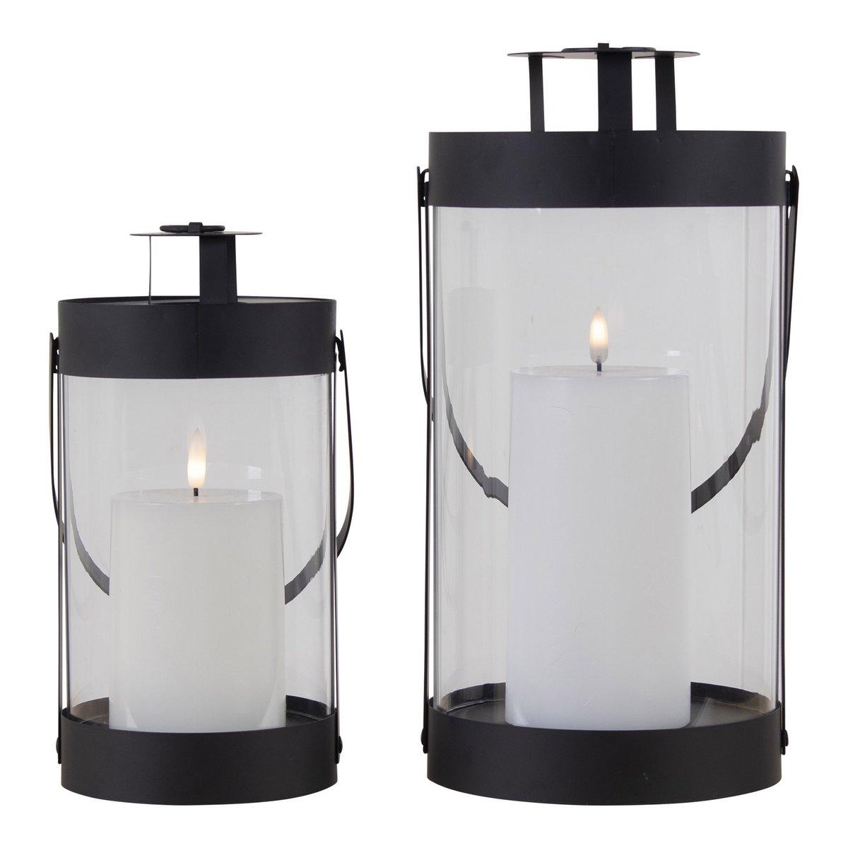Bondi-Laternen – Schwarz, Stahl/Glas – 2er-Set
