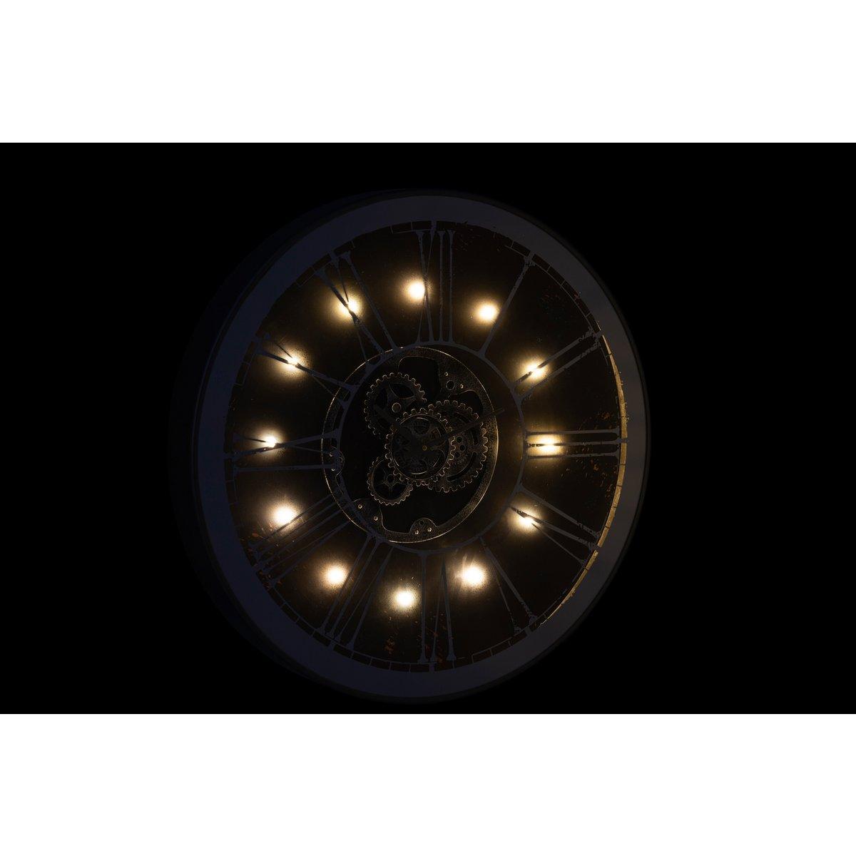 J-Line Spiegeluhr – Holz – Silber – LED-Leuchten – Ø 80 cm