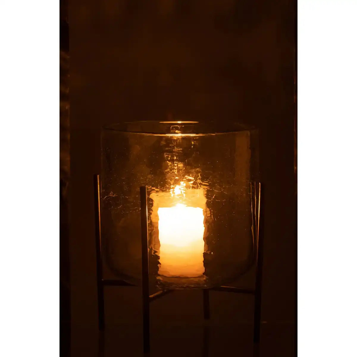 J -Line Windlicht stehend - Glas/Eisen - transparent - groß