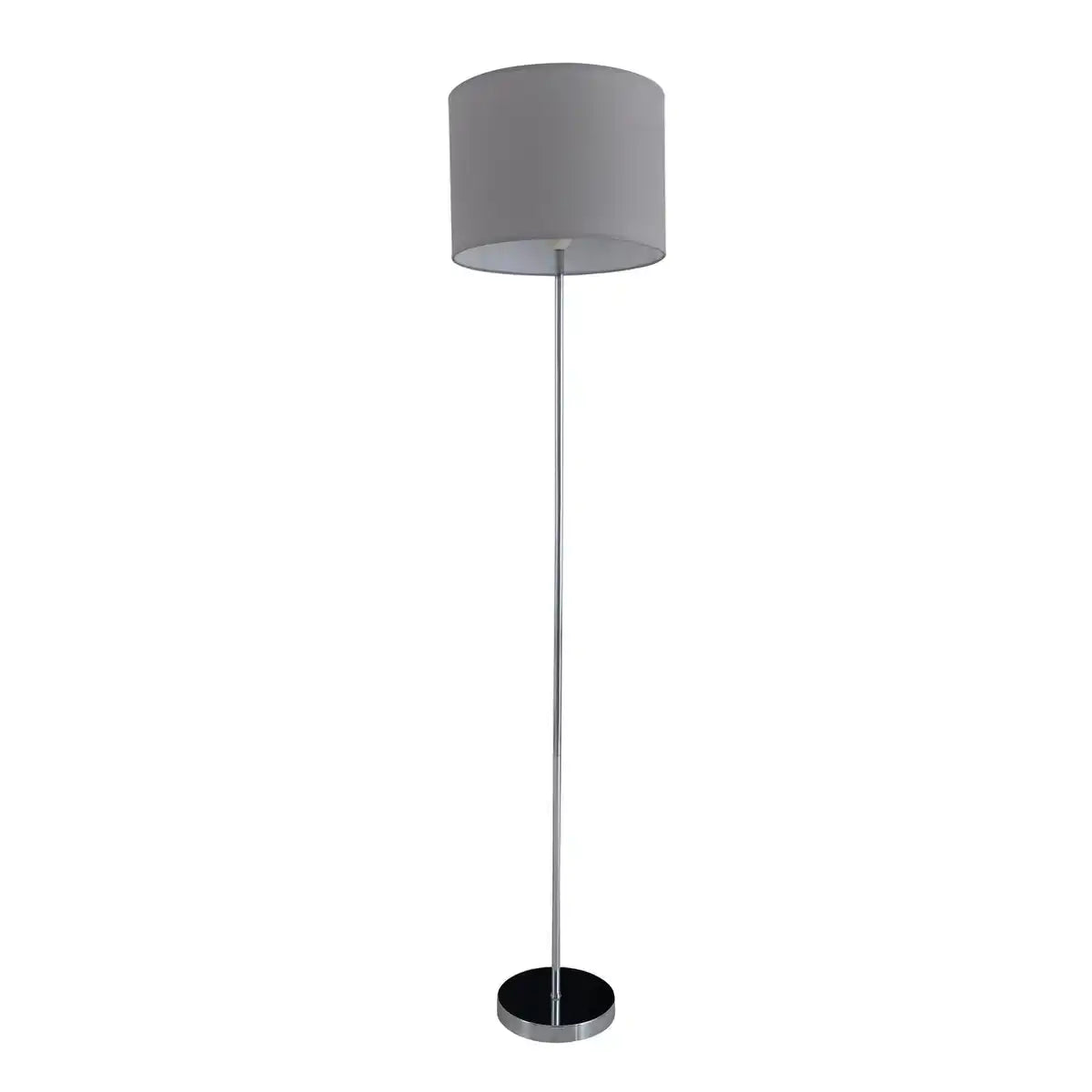 Stehleuchte "NEW YORK", klassische Stehlampe aus Metall mit Textilschirm in Grau, mit E27-Fassung, 160 cm hoch, perfekt für Wohnzimmer, Esszimmer, Diele und Büro