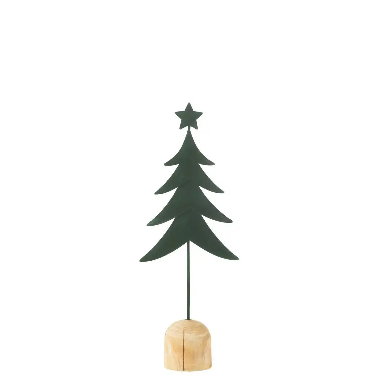 J -Line Dekoration Weihnachtsbaum zu Fuß + Stern - Metall/Holz - Grün - s