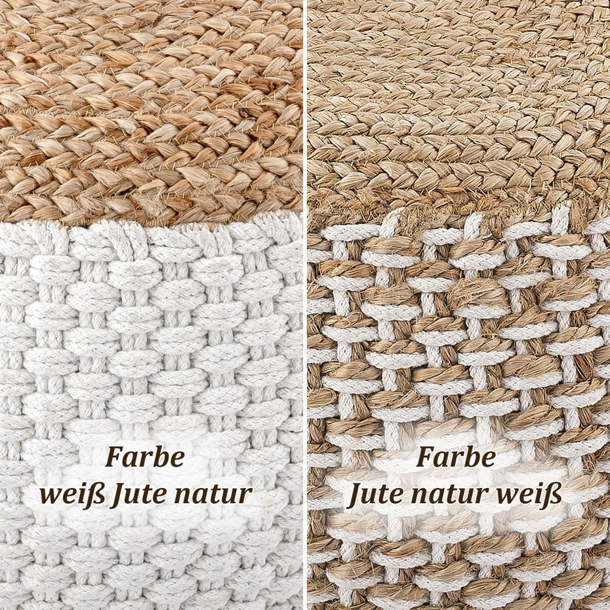 Sitzpouf Jute Sitzhocker rund 50x50 cm Sitzpouf Bodenkissen