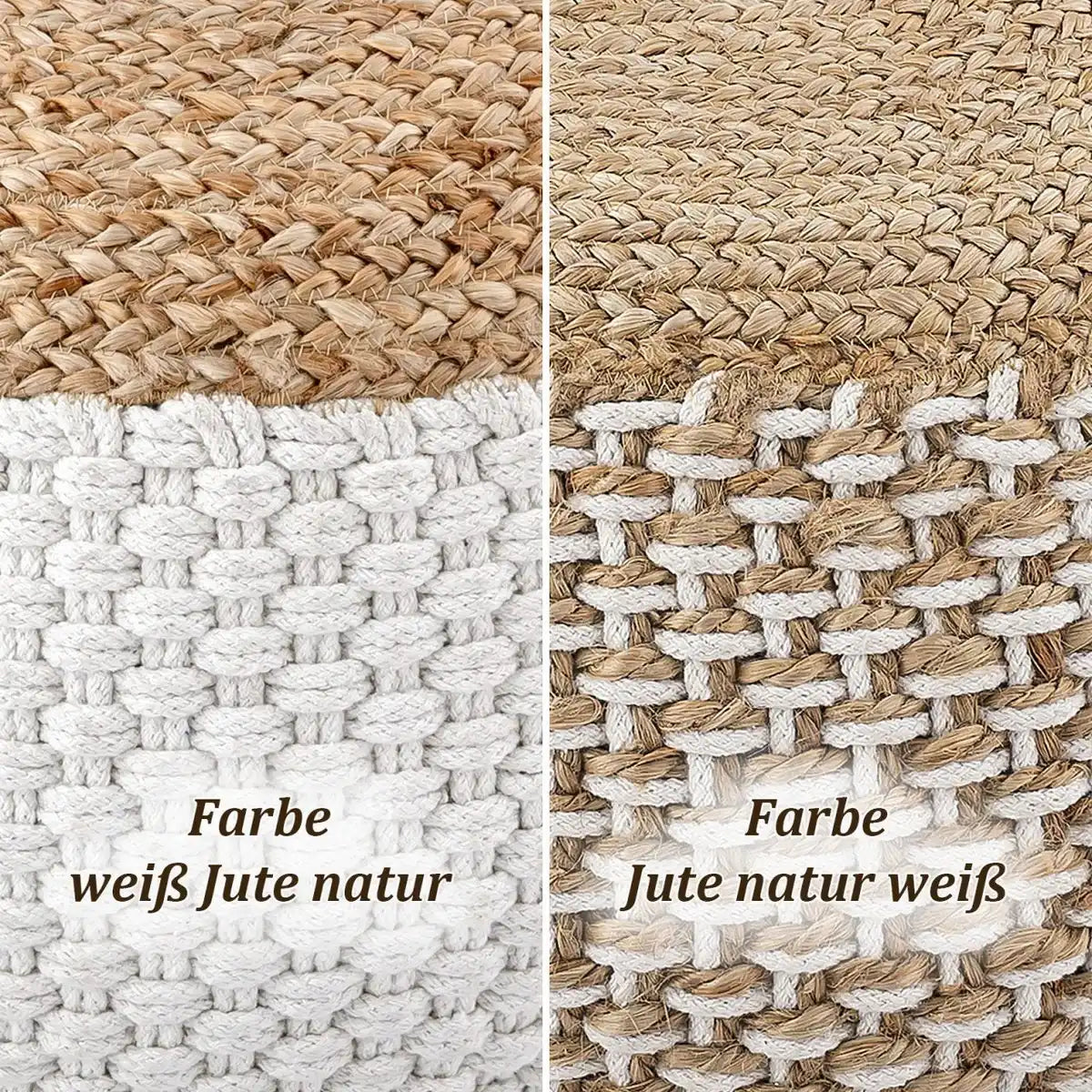 Sitzpouf Jute Sitzhocker rund 50x50 cm Sitzpouf Bodenkissen