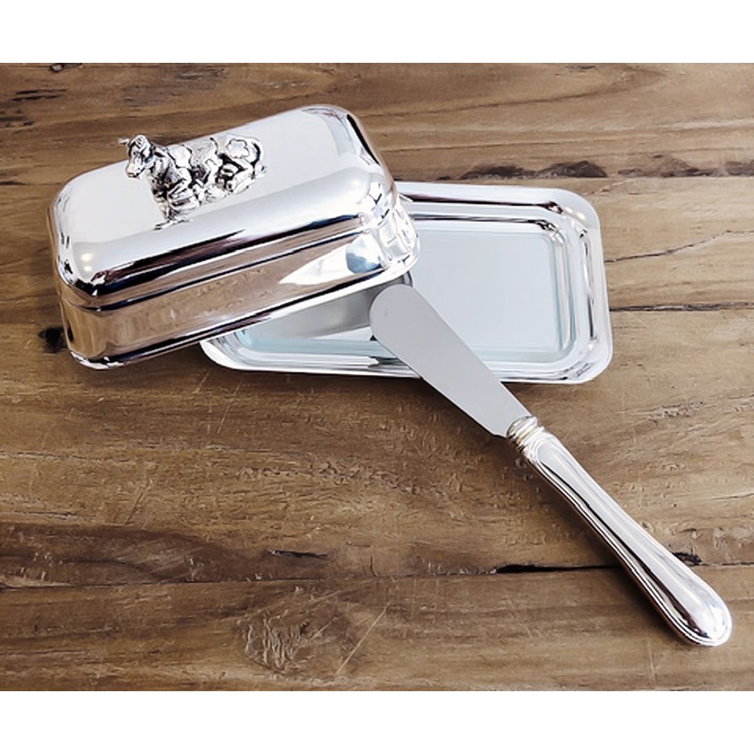 Butterdose Kuh mit Messer (L 18 cm)