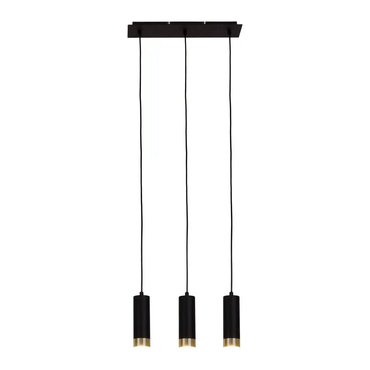 3er Pendelleuchte "FRIDU" aus Metall in mattem Schwarz, mit GU10 Sockeln, 48 cm lang