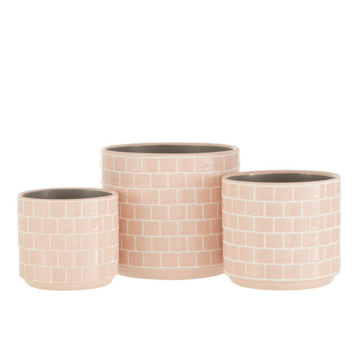 J-Line Blumentopf Shiny - Keramik - rosa - Ø 17 cm - 2 Stück