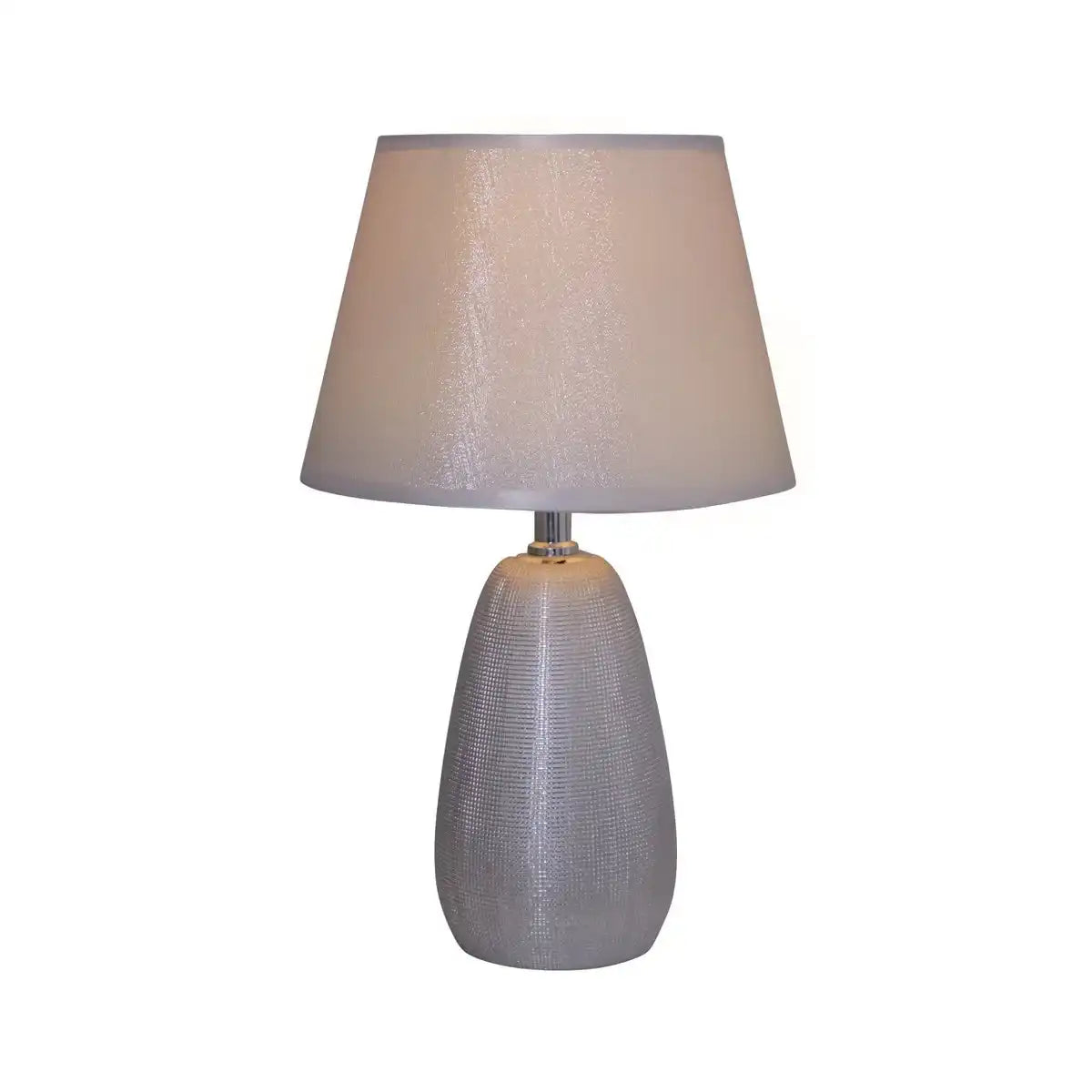 Keramik Tischleuchte h: 37cm "SIMLY CERAMICS", Tischlampe aus Keramik, silber, mit E14-Fassung, für Esszimmer, Wohnzimmer, Diele oder Büro, 31 cm hoch