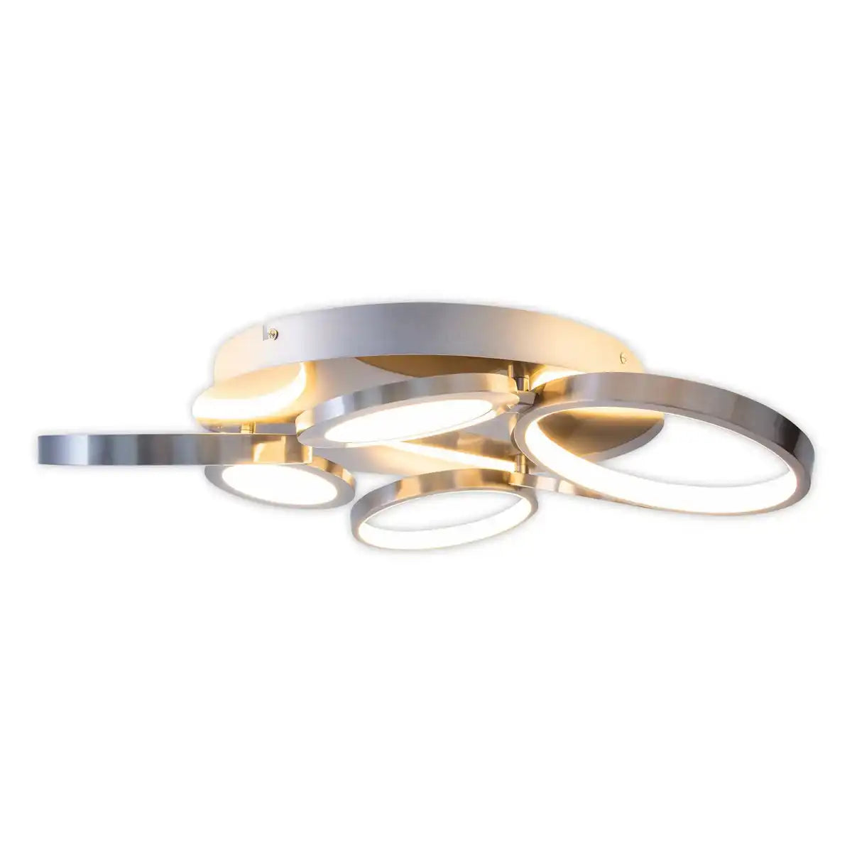 LED Deckenleuchte "STELARI" Ø 56 cm, aus Metall in stahl-blank und weißem Kunststoff, mit fest verbauten LEDs, Deckenlampe für Wohnräume oder Büro