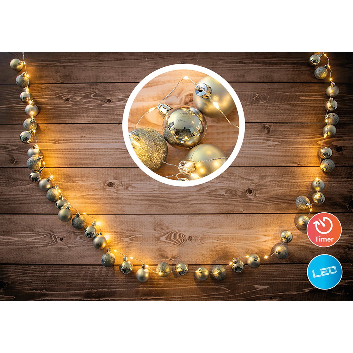 LED-Outdoor-Weihnachtslichterkette l: 250cm gold