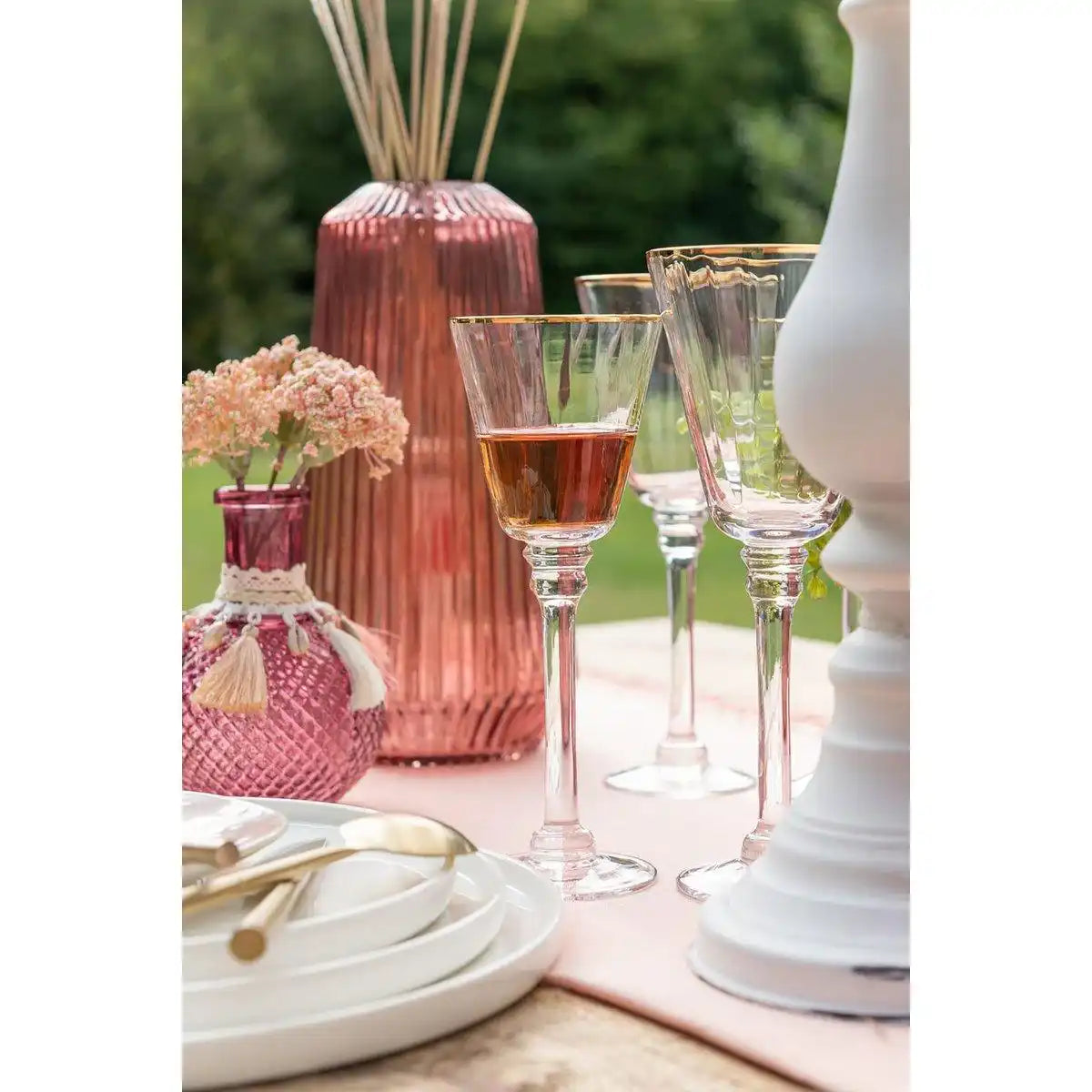 J-Line Edge Weinglas - Weißwein - Glas - transparent/gold -