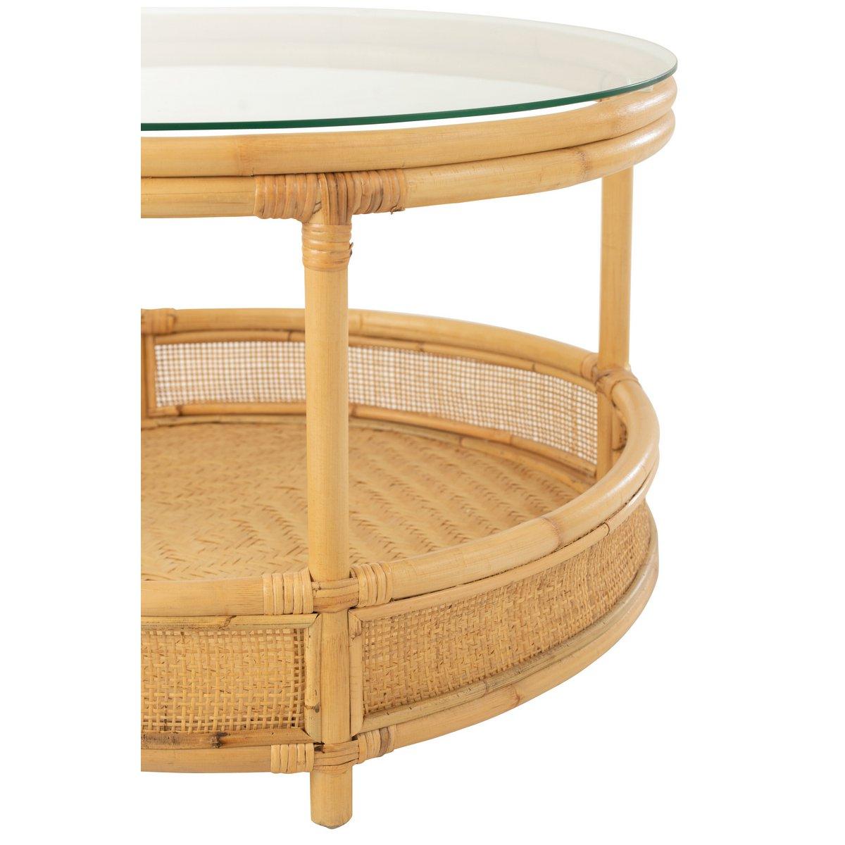 J-Line Couchtisch Jovelyne – Rattan/Glas – Natur