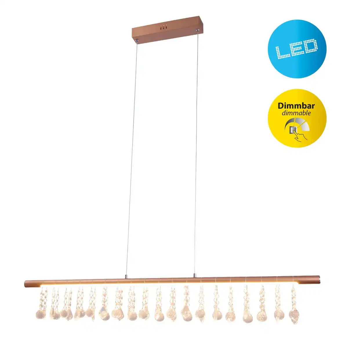 LED Pendelleuchte "NOBILIS" Länge ca. 100 cm, aus Metall und Kunststoff in Gold, mit fest verbauten LEDs, Beleuchtung für Wohnzimmer, Esszimmer oder Büro