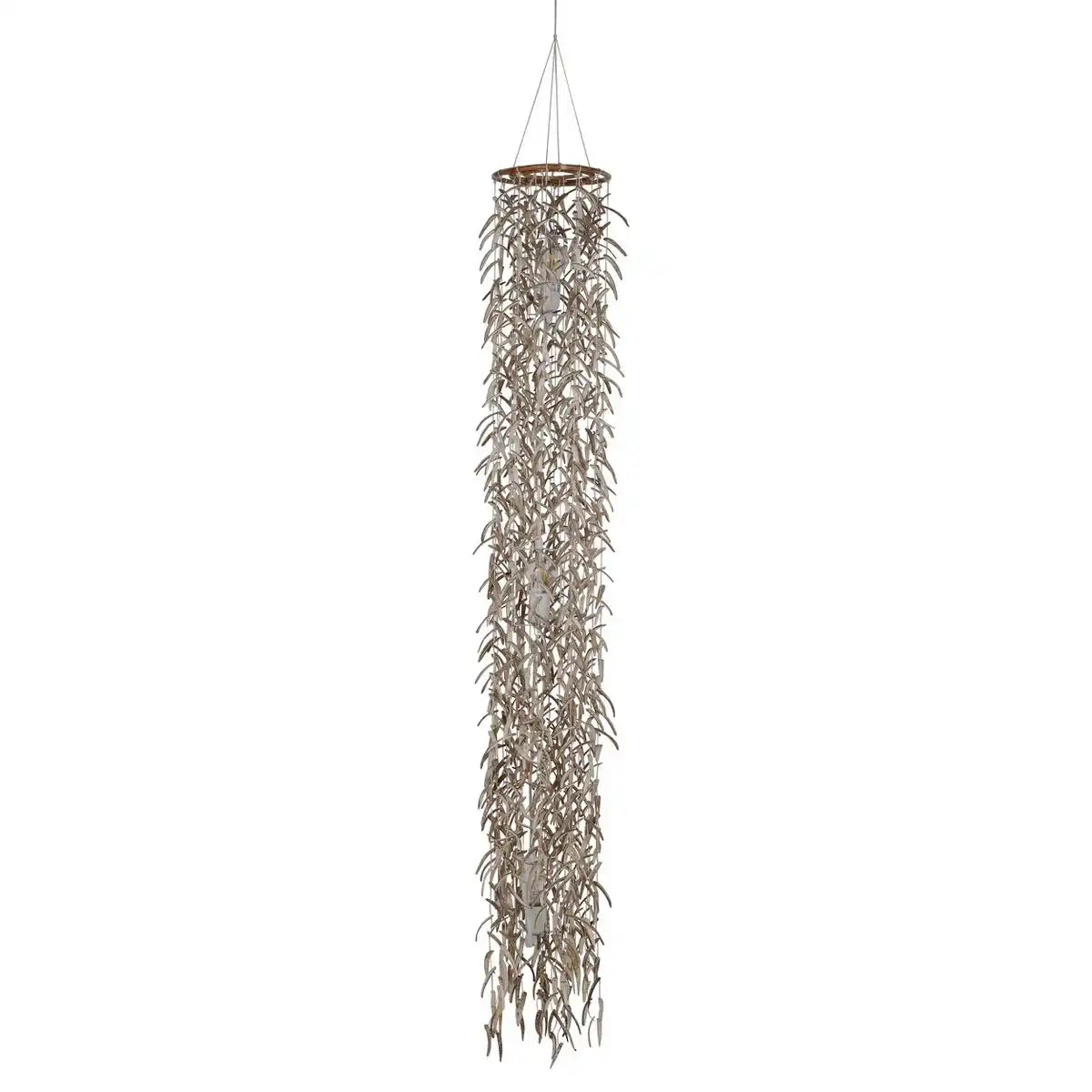 Pendelleuchte "Kokos" 180 cm hoch, aus Holz und Kokosschalen, beige/braun, E27-Fassung, Beleuchtung für Wohnzimmer, Esszimmer oder Wintergarten.