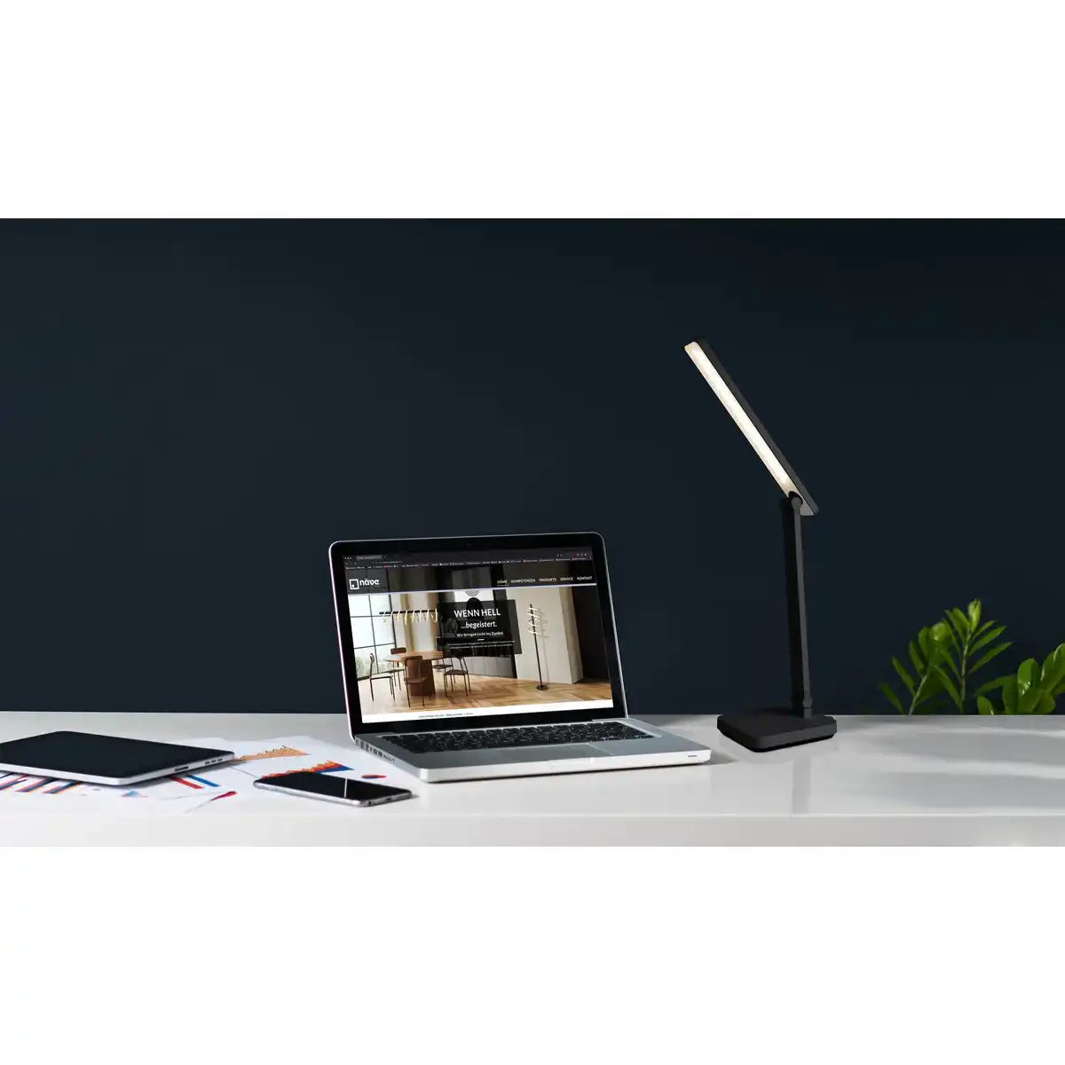 LED Tischleuchte "MOVER" schwarz, Metall und Kunststoff, 38 cm hoch, dimmbar, CCT-Farbwechsler