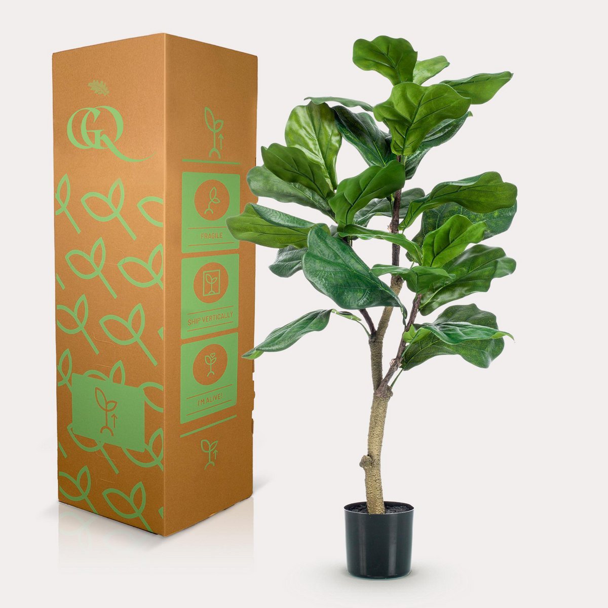 Künstliche Pflanze - Ficus Lyrata - Tabakpflanze - 90 cm