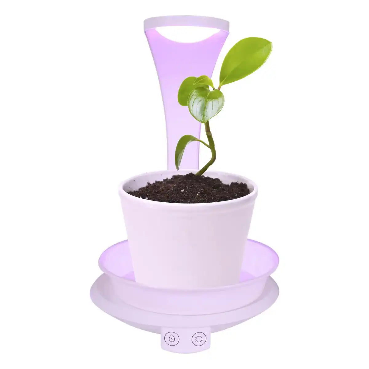LED Pflanzen-Tischleuchte 24 cm hoch, aus Metall und Kunststoff in Weiß, mit integrierter LED