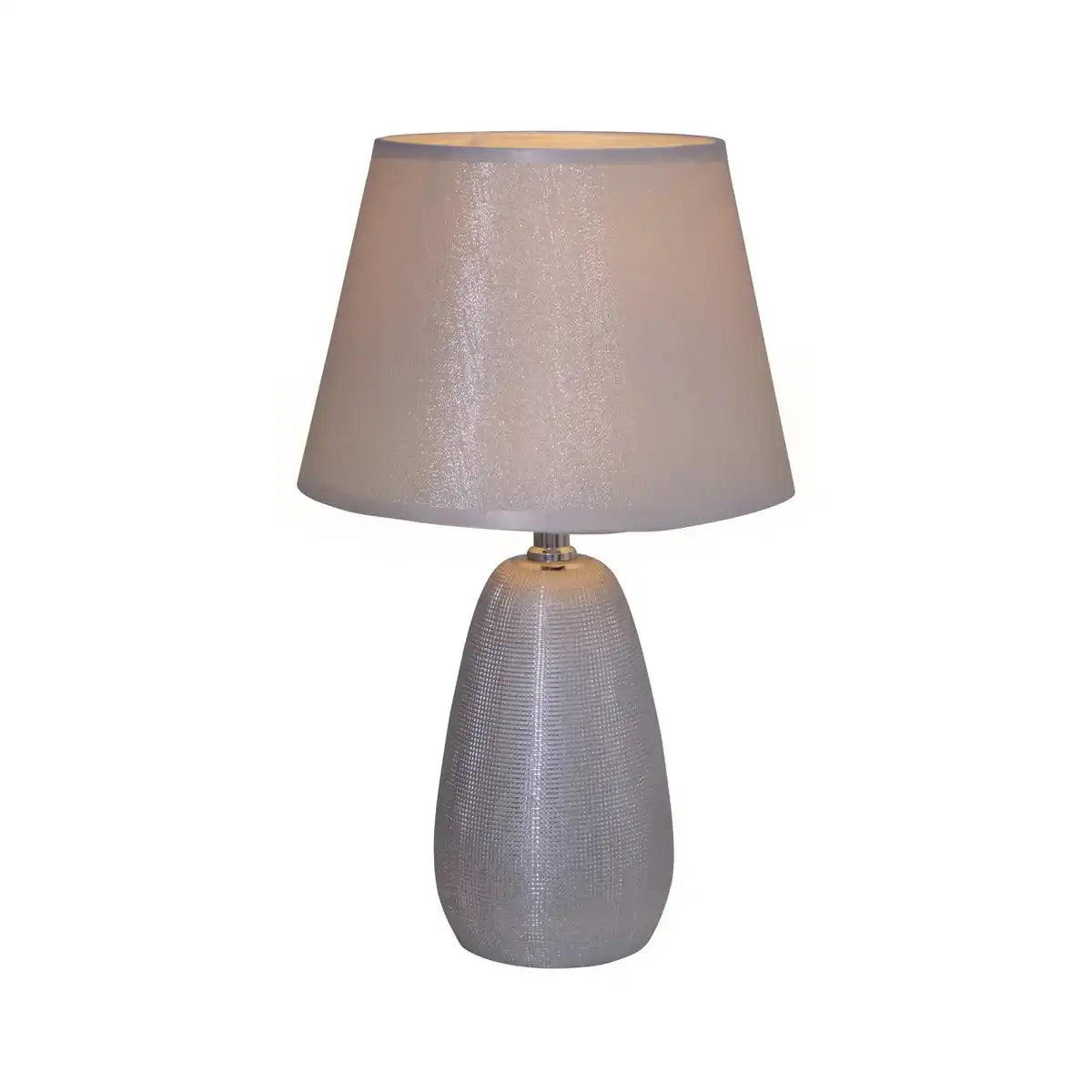 Keramik Tischleuchte h: 37cm "SIMLY CERAMICS", Tischlampe aus Keramik, silber, mit E14-Fassung, für Esszimmer, Wohnzimmer, Diele oder Büro, 31 cm hoch