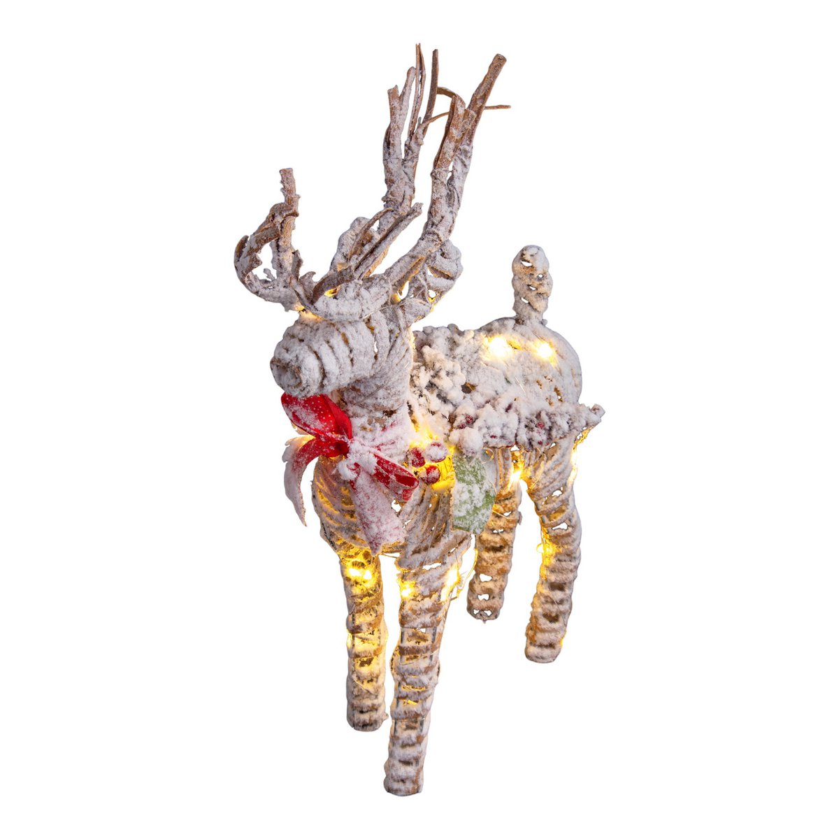 LED-Weihnachtsdeko "RENTIER" aus wetterfestem Kunststoff in natur, mit fest verbauten LEDs