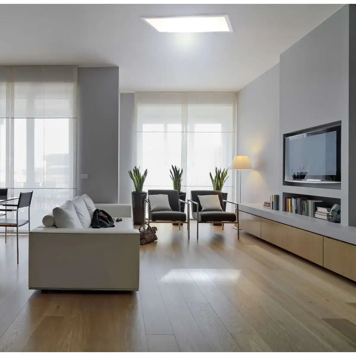 LED Aufbaupanel "SORRISO", Aufbauleuchte aus Metall und Kunststoff in Weiß mit fest verbauten LEDs, 30 x 60 cm groß für Innenräume