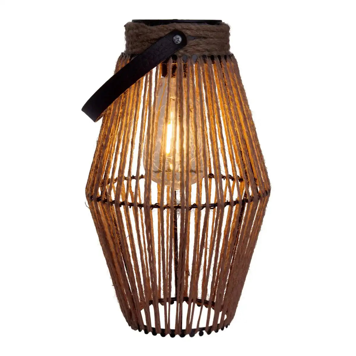 LED Solarleuchte "Korbinian" für Garten und Terrasse, Dekolampe aus Metall und Kunststoffschnurbespannung in natur, LEDs fest verbaut, Solar Lampe für Außen 30 x 18 cm