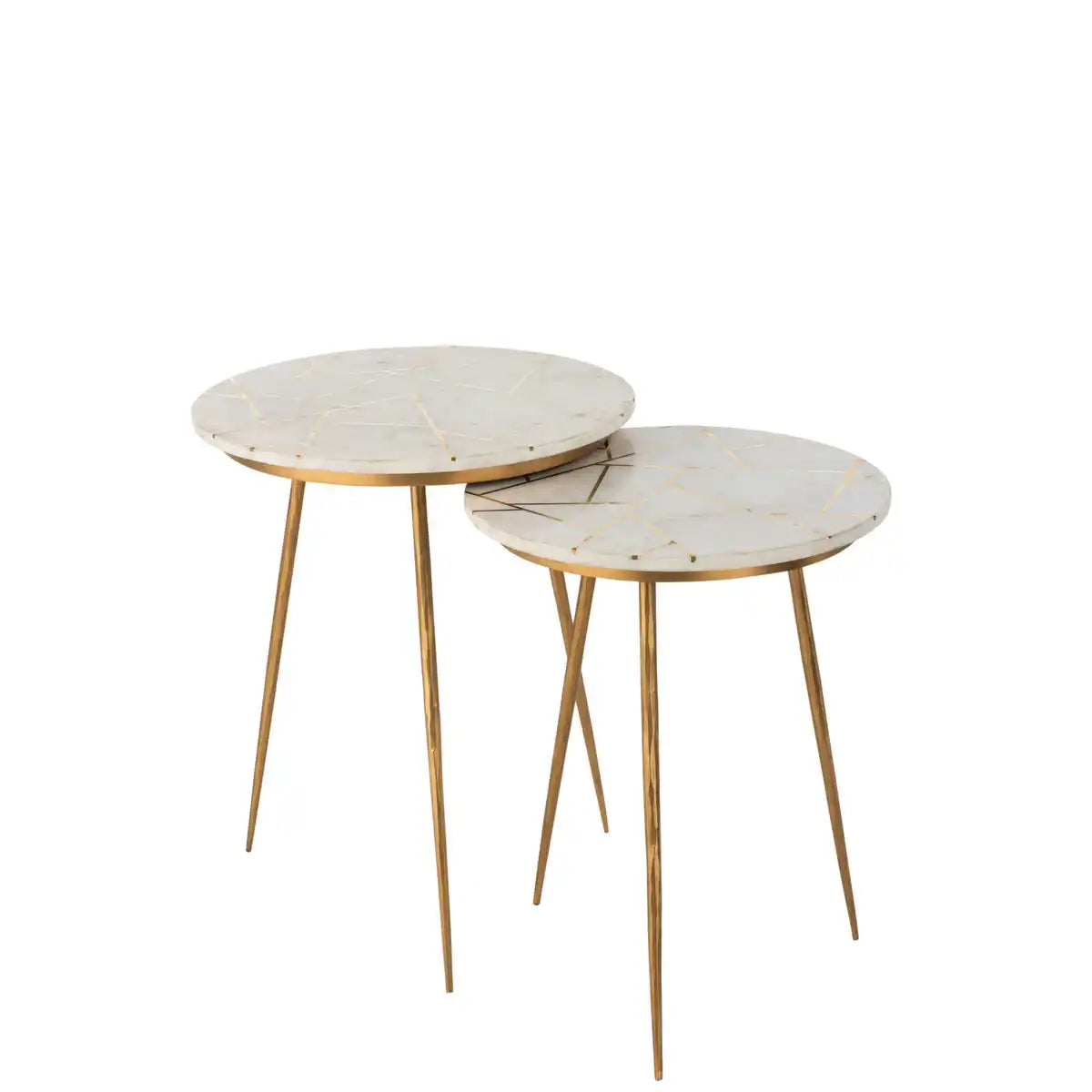 J-Line Beistelltisch – Marmor/Eisen – Gold/Weiß