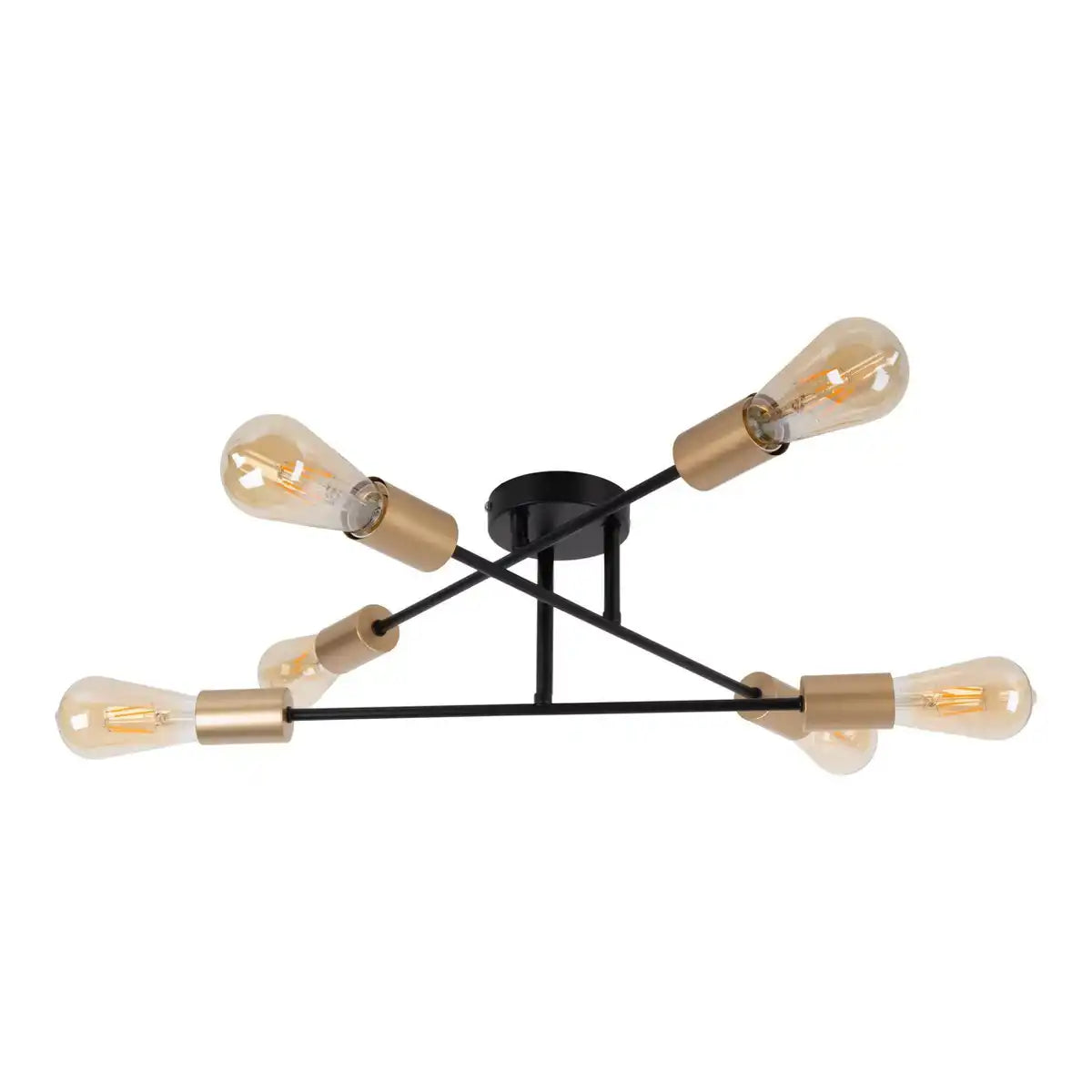 Deckenleuchte "MODO" 6-flammig aus Metall in Schwarz,, Fassungen Gold, E27-Fassung, Deckenlampe für Wohnzimmer, Esszimmer, Küche, Diele, Flur oder Büro mit einem Øvon 54,5 cm
