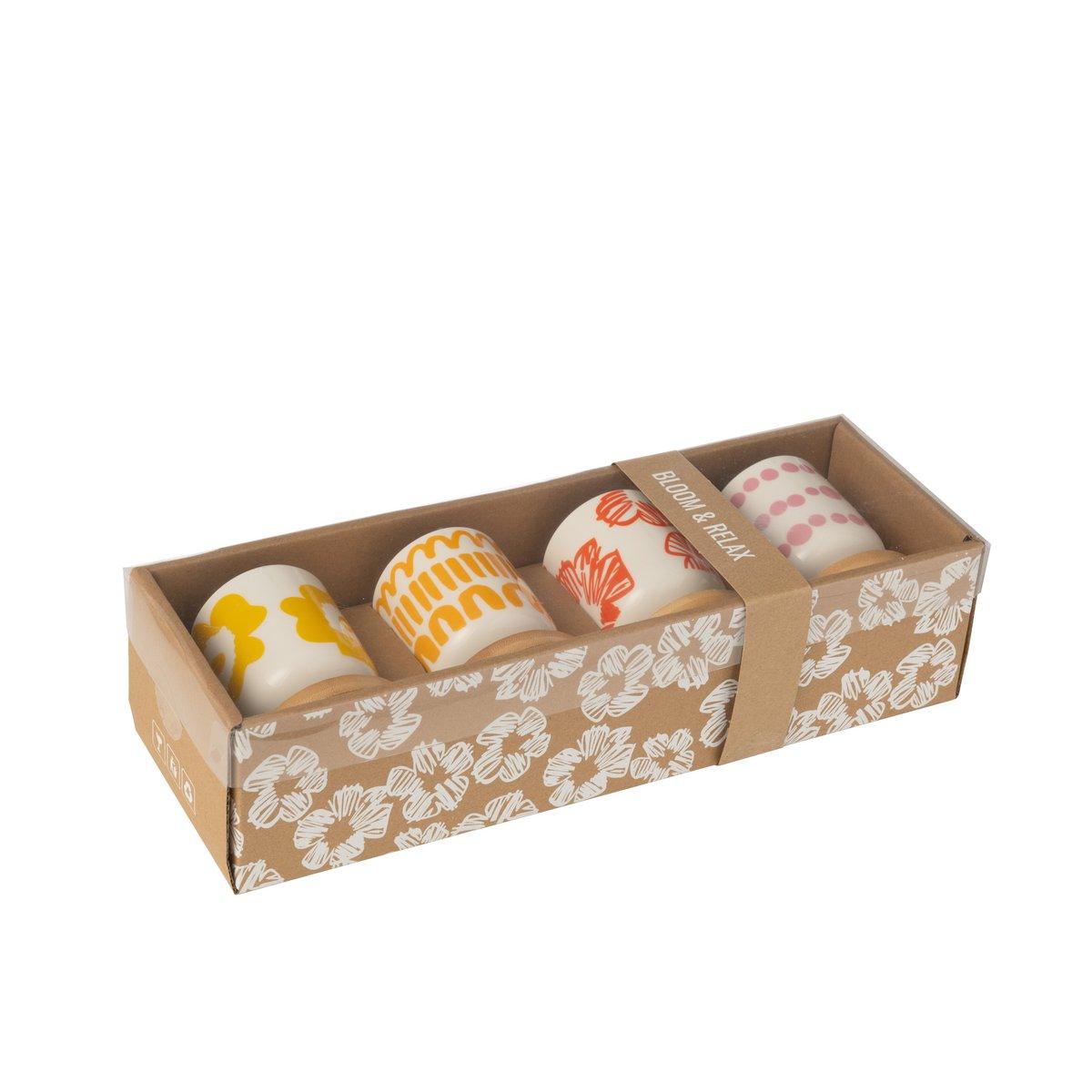 J-Line Set 4 Beutel + Schüssel Bambusbox Keramikmischung