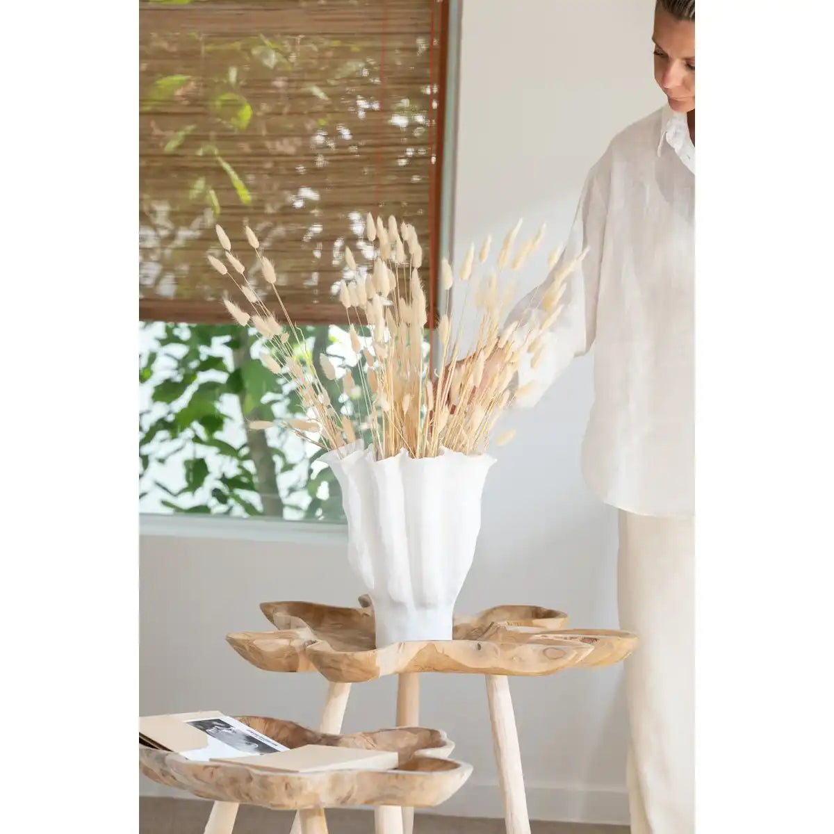 J -Line Vase Calyx - Keramik - Weiß - groß - 42 cm hoch