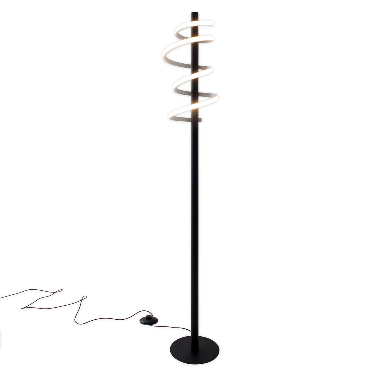 LED-Stehleuchte "BELLEZA", moderne Stehlampe aus Metall und Kunststoff in Schwarz, und Weiß, mit fest verbauten LEDs, 140 hoch, Beleuchtung für Wohnzimmer, Esszimmer, Schlafzimmer oder Büro.