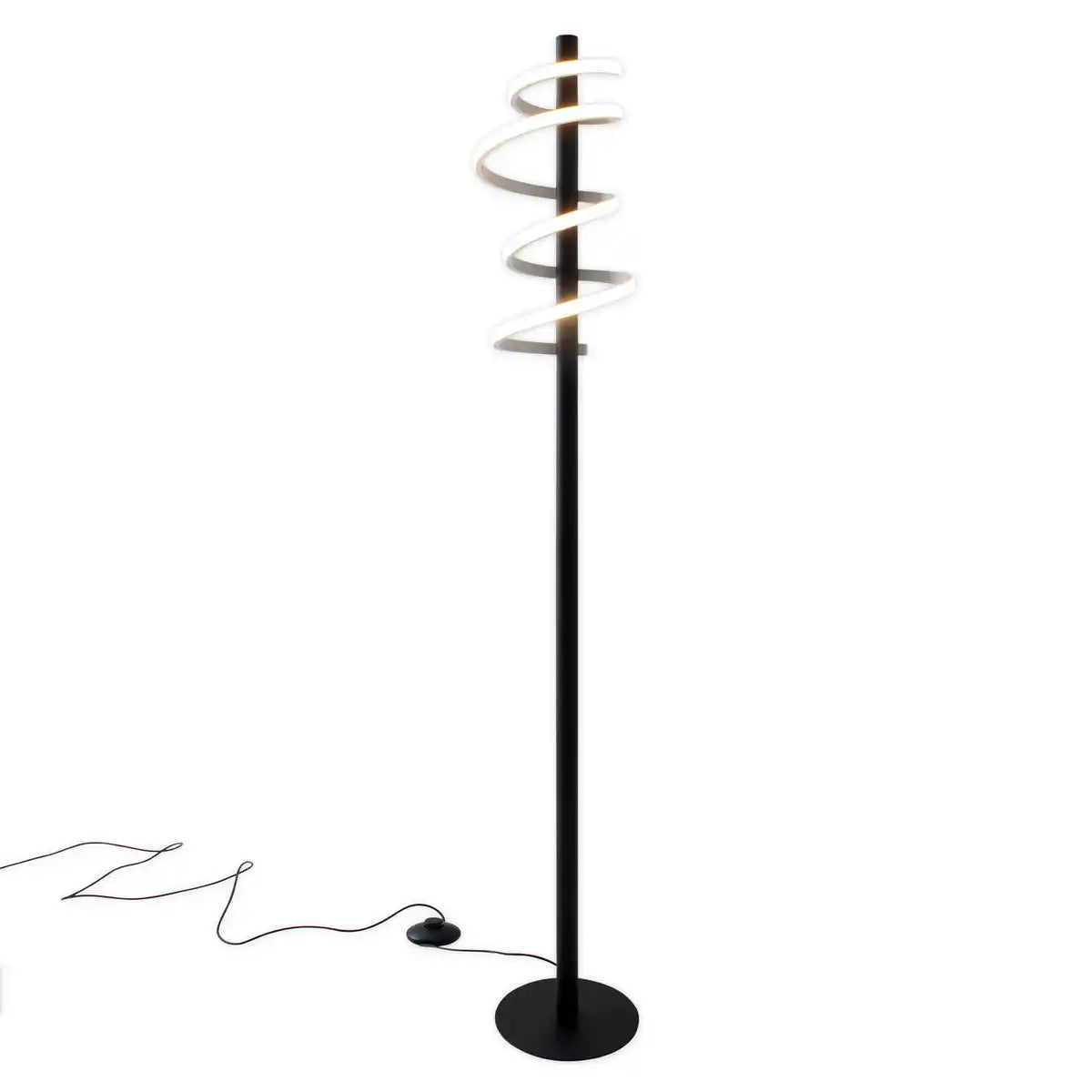 LED-Stehleuchte "BELLEZA", moderne Stehlampe aus Metall und Kunststoff in Schwarz, und Weiß, mit fest verbauten LEDs, 140 hoch, Beleuchtung für Wohnzimmer, Esszimmer, Schlafzimmer oder Büro.