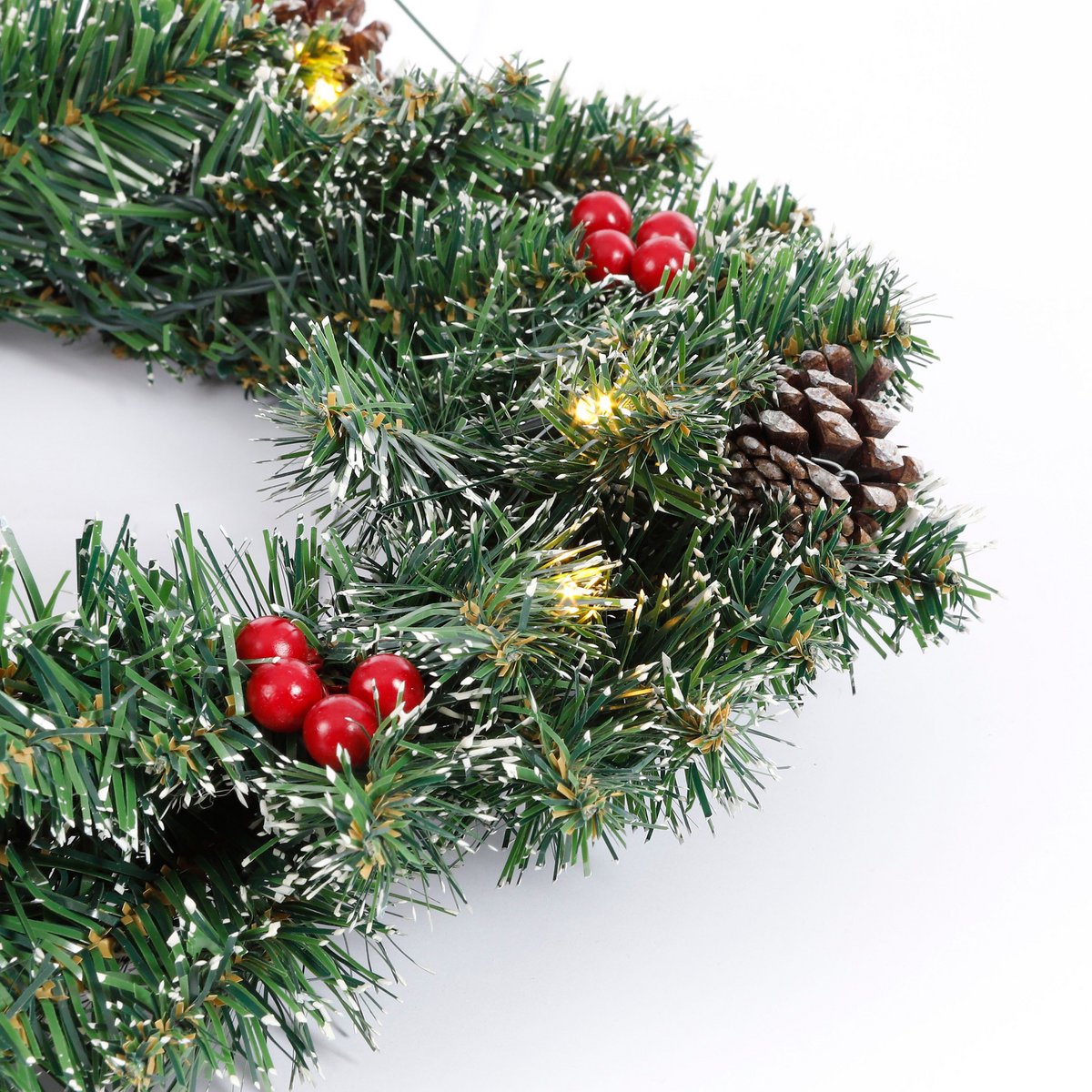 Creston Weihnachtskranz mit LED-Beleuchtung – Ø60 cm – Grün