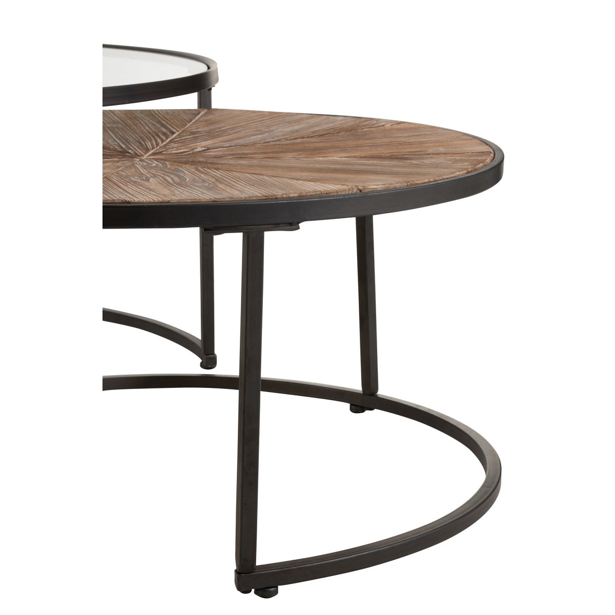 J-Line 2er Set Couchtische Rund Metall Schwarz - 91 x 91 x 41 cm