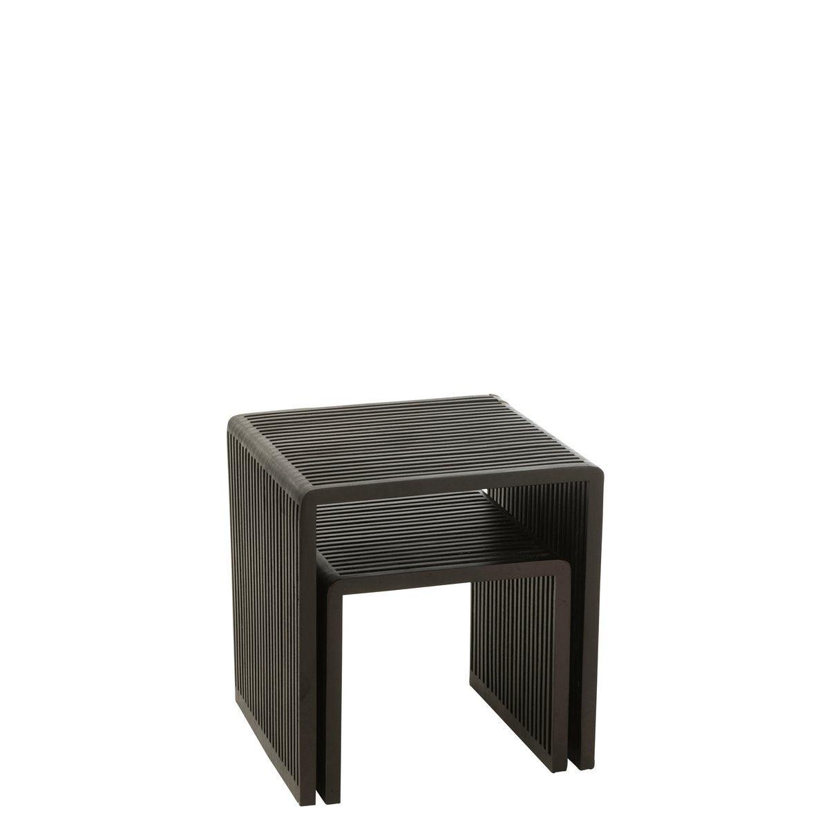J-Line Couchtisch Cube Recyceltes Teakholz – Holz – Schwarz