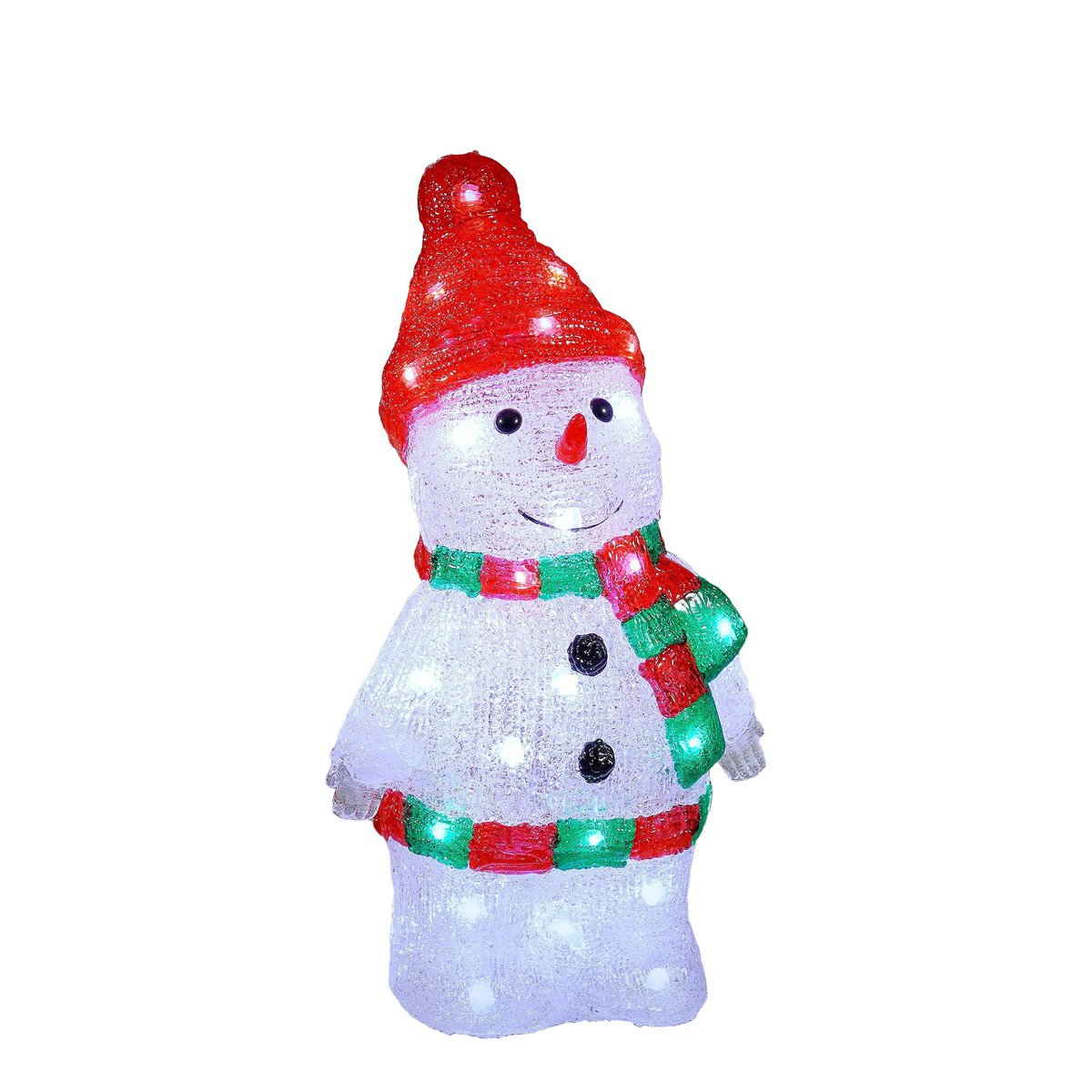 Weihnachtsbeleuchtung für den Außenbereich, Schneemann – L20 x B15 x H35 cm – mehrfarbig