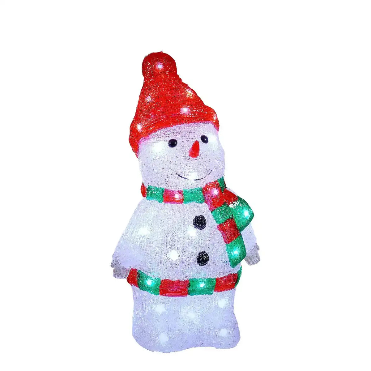 Weihnachtsbeleuchtung für den Außenbereich, Schneemann – L20 x B15 x H35 cm – mehrfarbig