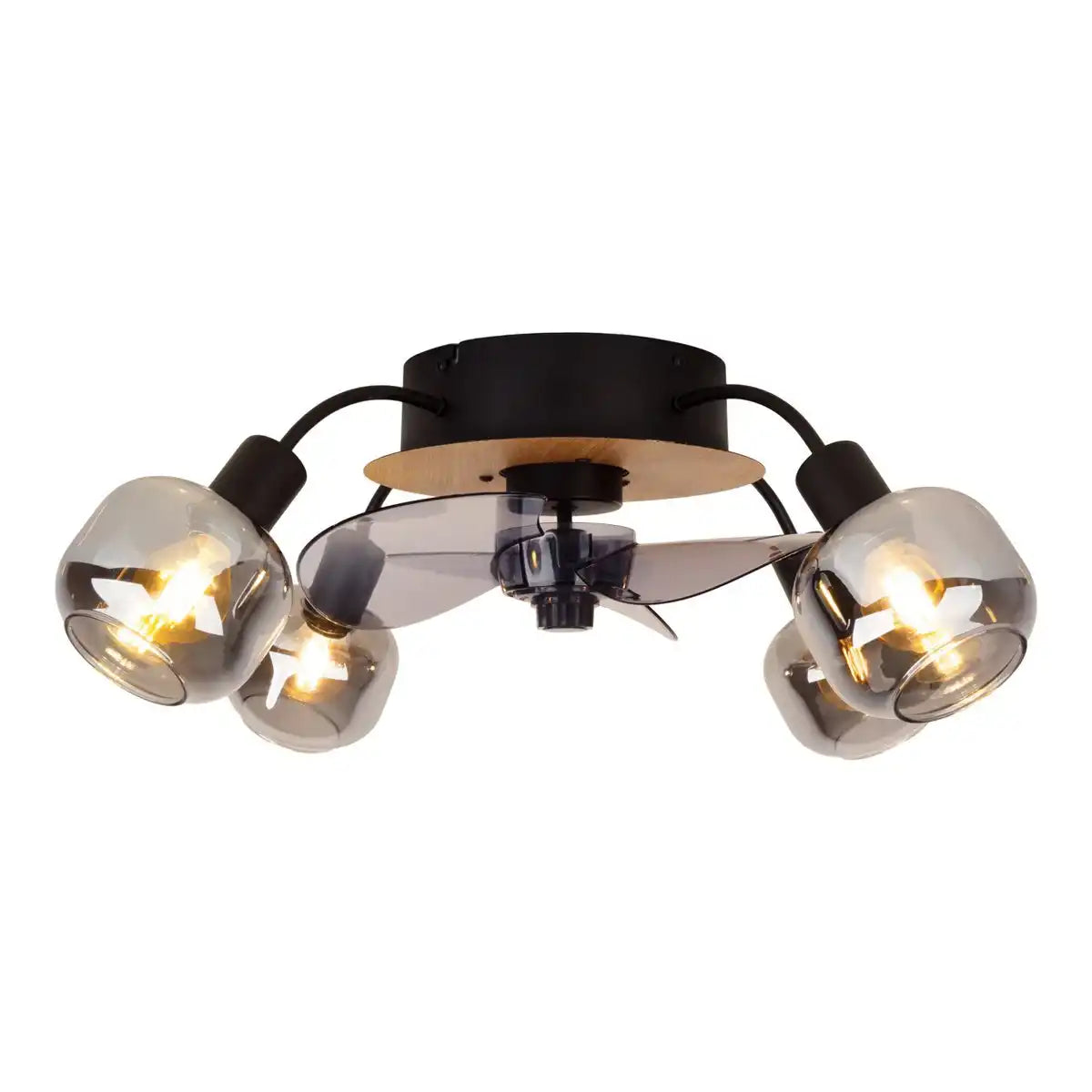 Deckenleuchte inkl. Ventilator "FUMOSO", in Schwarz, Braun und Natur, für E27 , Ø 51 cm