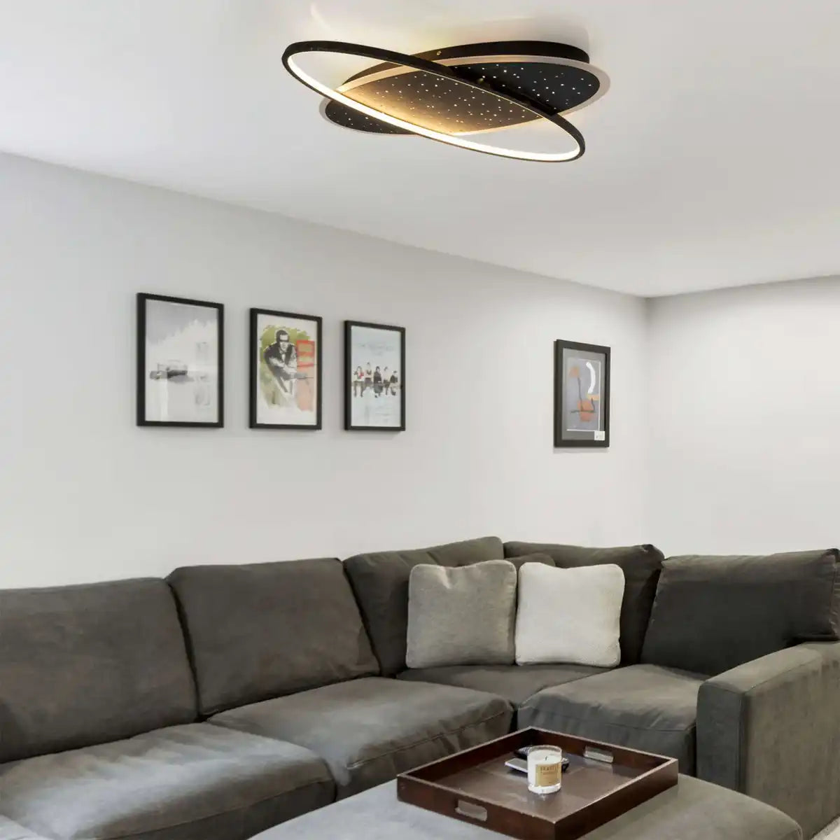 LED Deckenleuchte "STELARIS" ca. 60 cm lang, aus Metall und Kunststoff in Schwarz,, mit fest verbauten LEDs, Beleuchtung für Wohnräume und Büro
