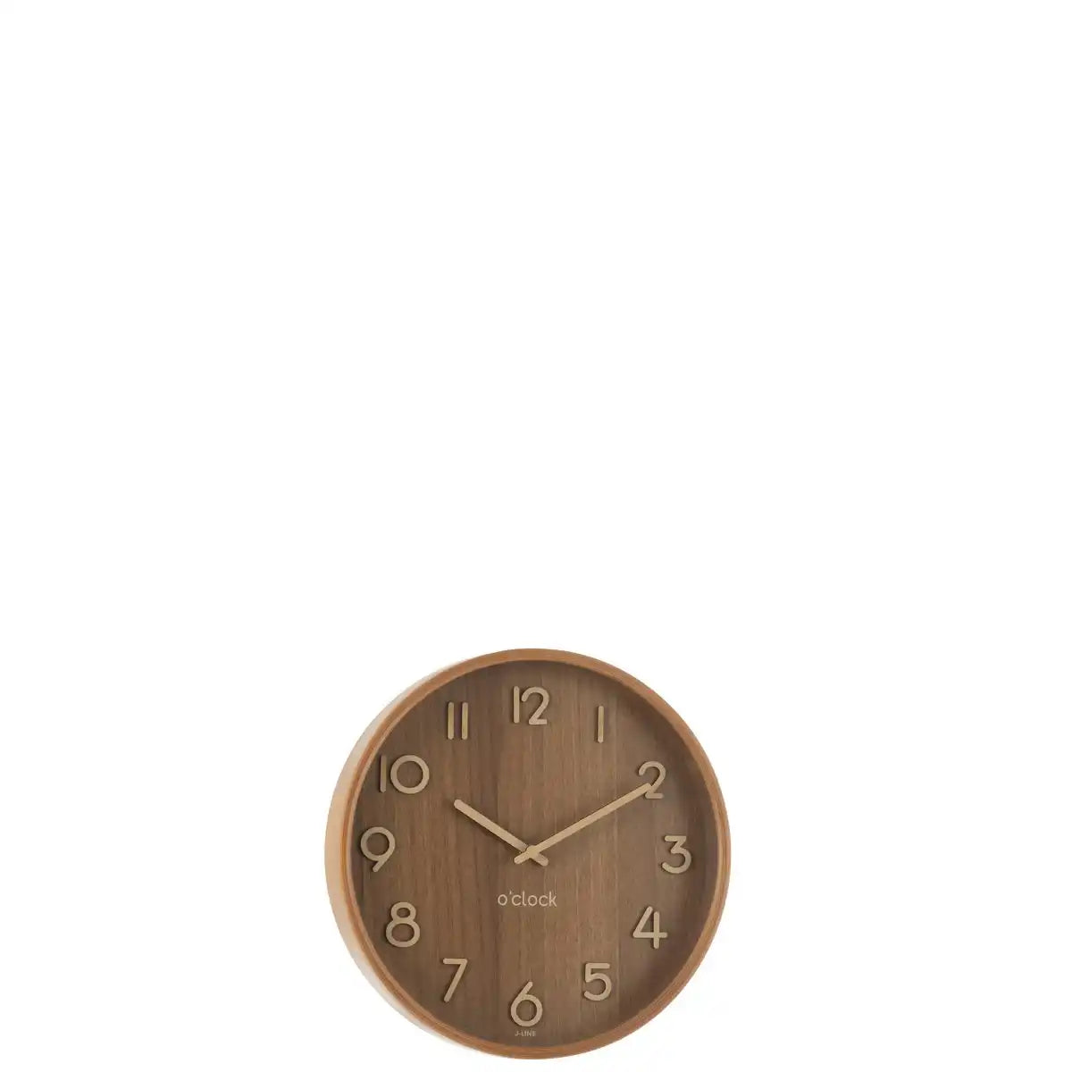 J-Line Wanduhr Sperrholz/MDF Natur Dunkel Klein