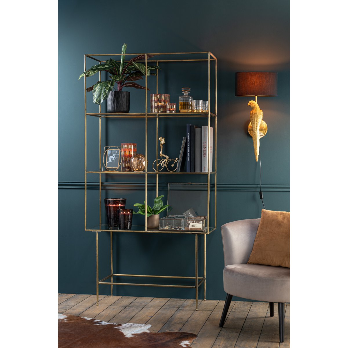 J -Line Rek 3 Regale - Metall/Glas - Gold