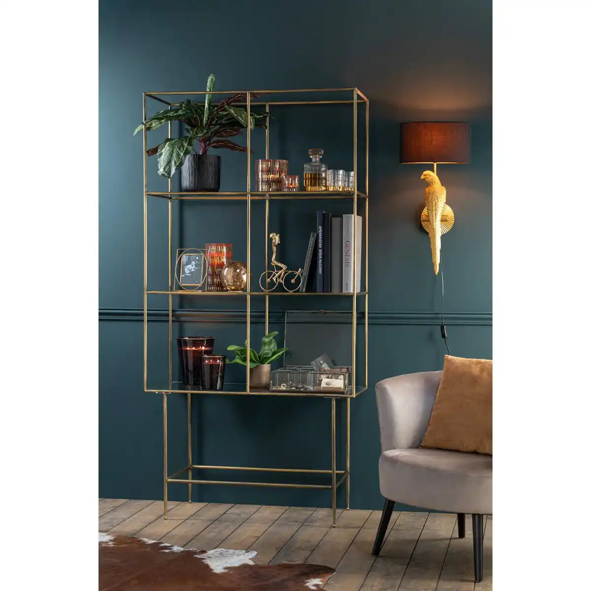 J -Line Rek 3 Regale - Metall/Glas - Gold