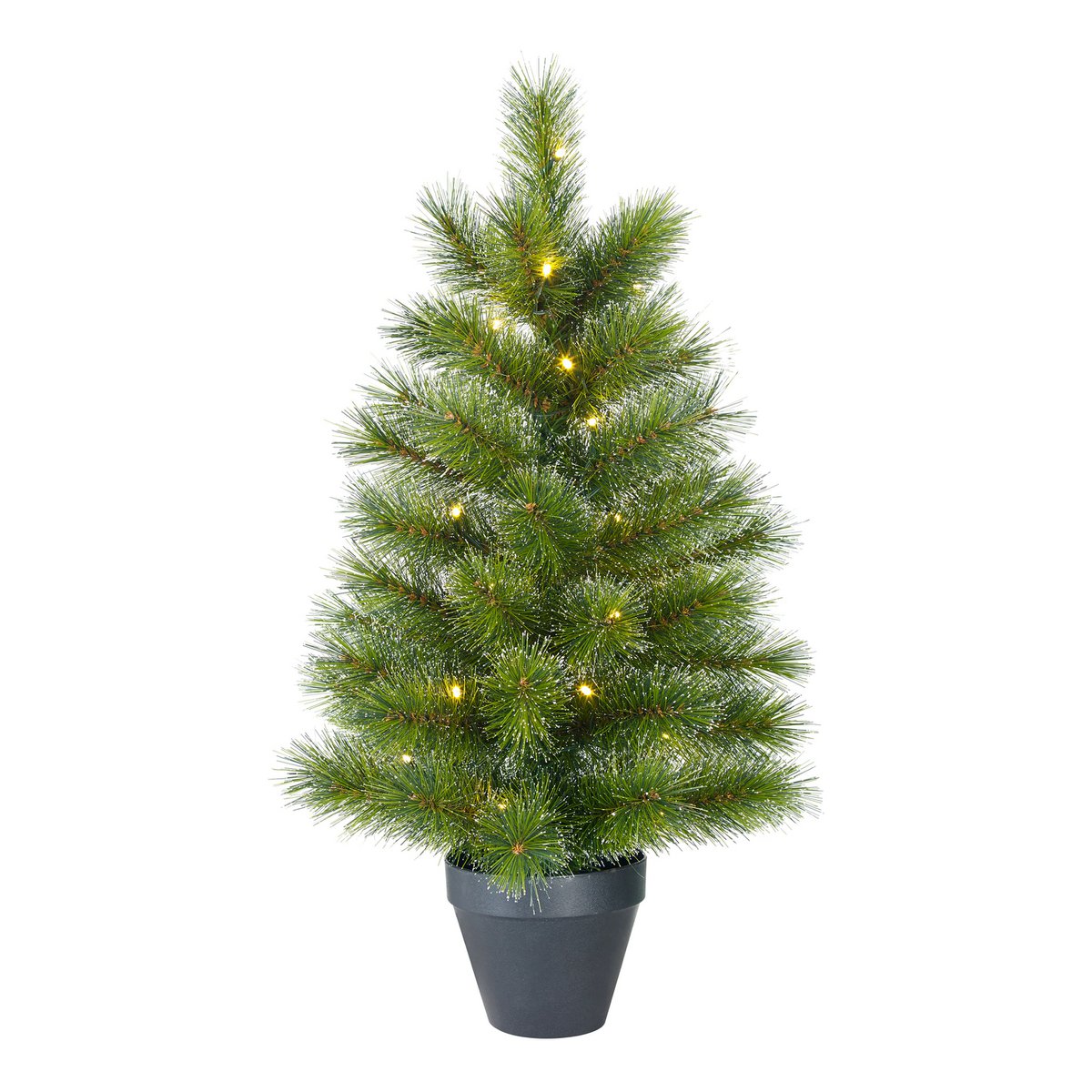 Künstlicher Weihnachtsbaum im Topf mit 30 LED-Lichtern – H90 x Ø51 cm – Grün